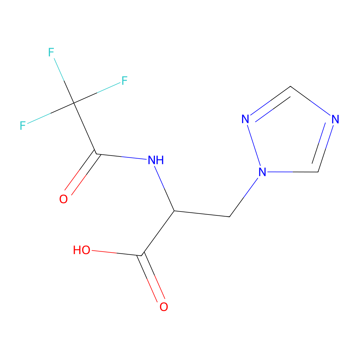 3-(1H-1,2,4-triazol-1-yl)-2-(2,2,2-trifluoroacetamido)propanoic acid molecular structure, CAS 2680585-21-9