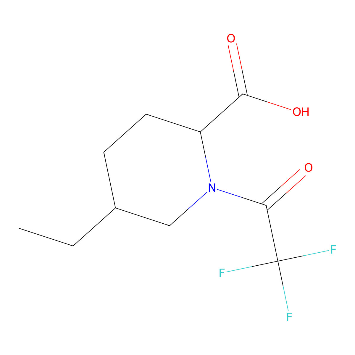 5-Ethyl-1-(2,2,2-trifluoroacetyl)piperidine-2-carboxylic acid molecular structure, CAS 2680585-22-0