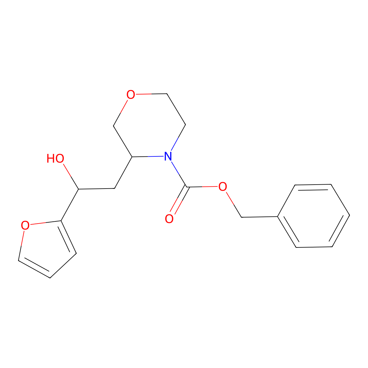 Benzyl 3-[2-(furan-2-yl)-2-hydroxyethyl]morpholine-4-carboxylate molecular structure, CAS 2680585-23-1