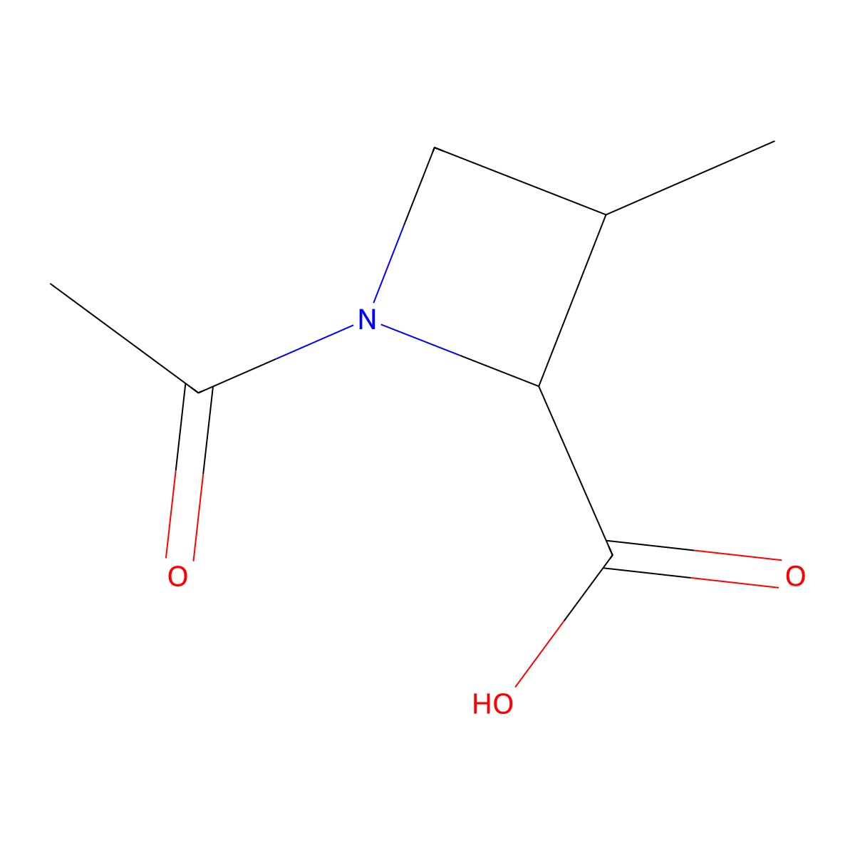 1-Acetyl-3-methylazetidine-2-carboxylic acid molecular structure, CAS 2680585-27-5