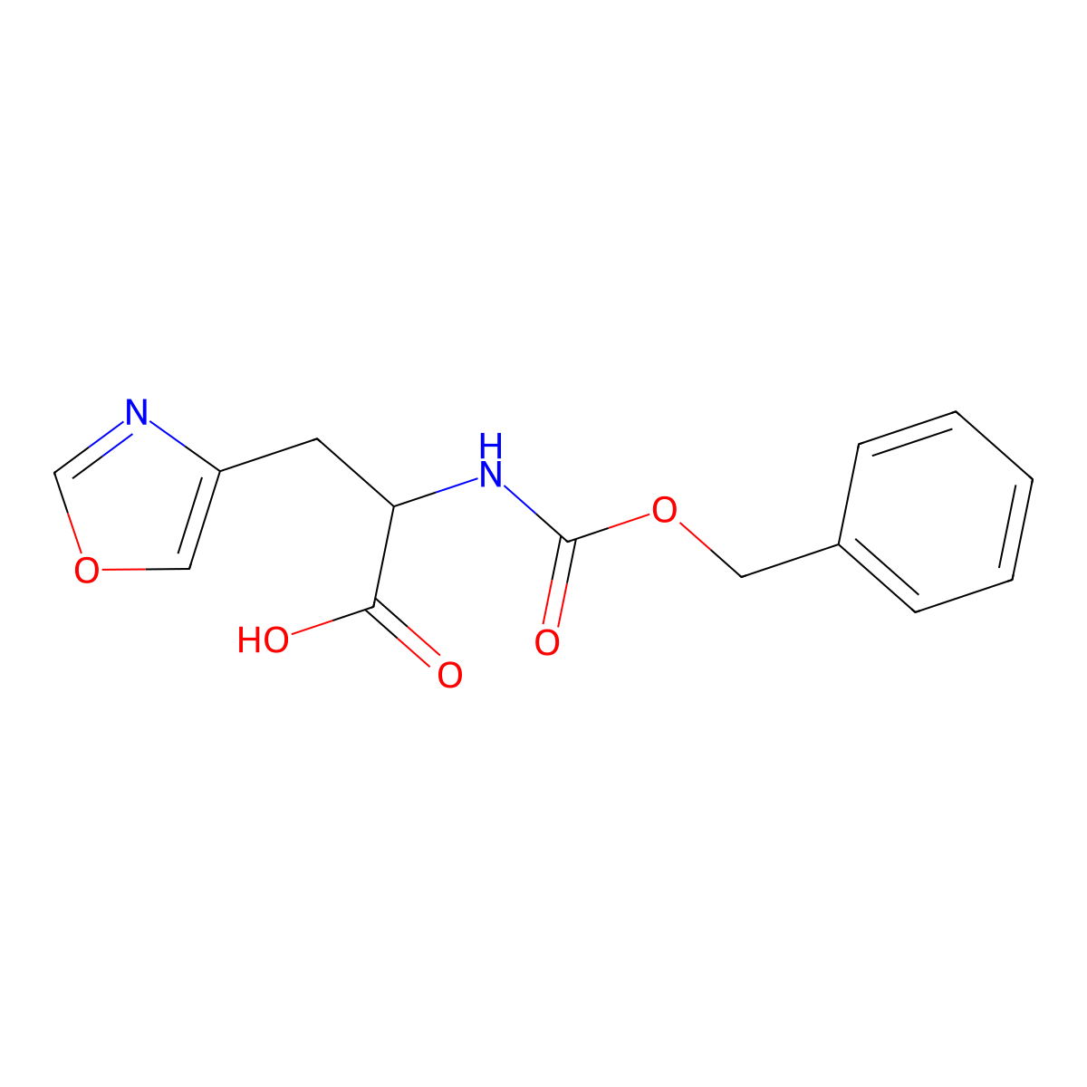 2-{[(Benzyloxy)carbonyl]amino}-3-(1,3-oxazol-4-yl)propanoic acid molecular structure, CAS 2680585-28-6