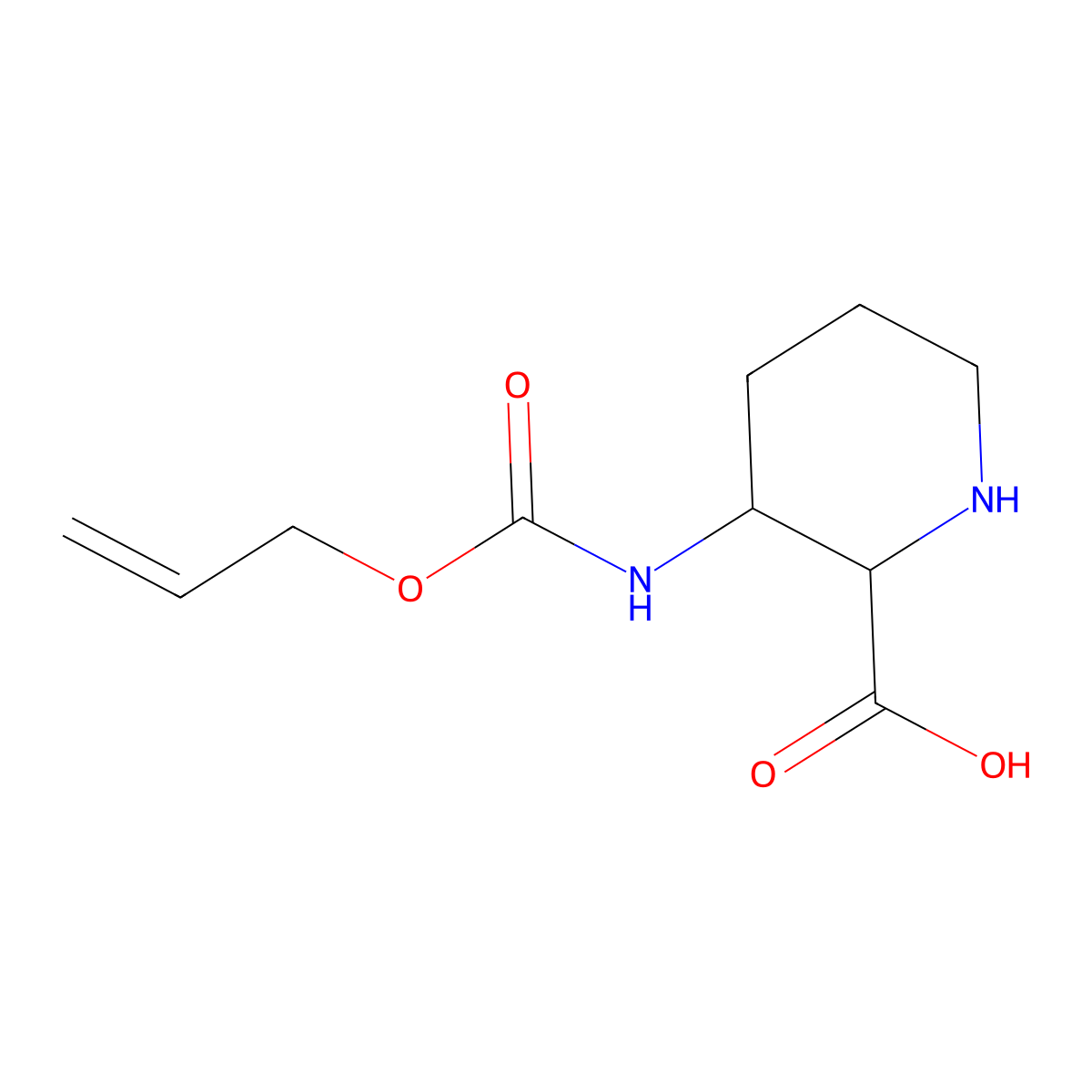 3-{[(Prop-2-en-1-yloxy)carbonyl]amino}piperidine-2-carboxylic acid molecular structure, CAS 2680585-30-0