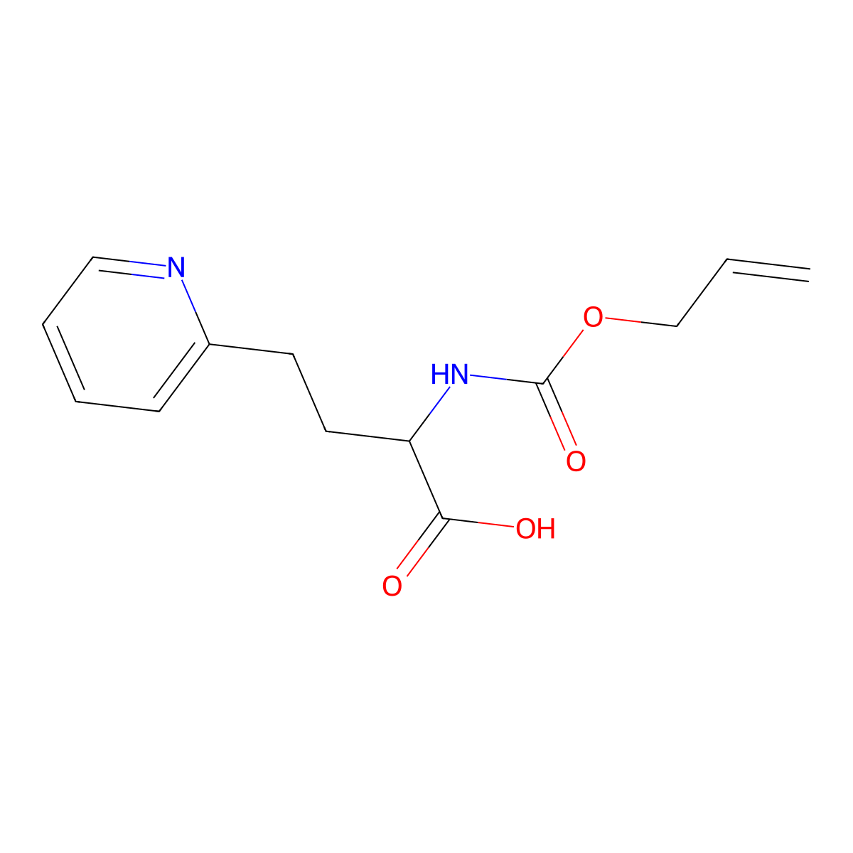 2-{[(Prop-2-en-1-yloxy)carbonyl]amino}-4-(pyridin-2-yl)butanoic acid molecular structure, CAS 2680585-36-6