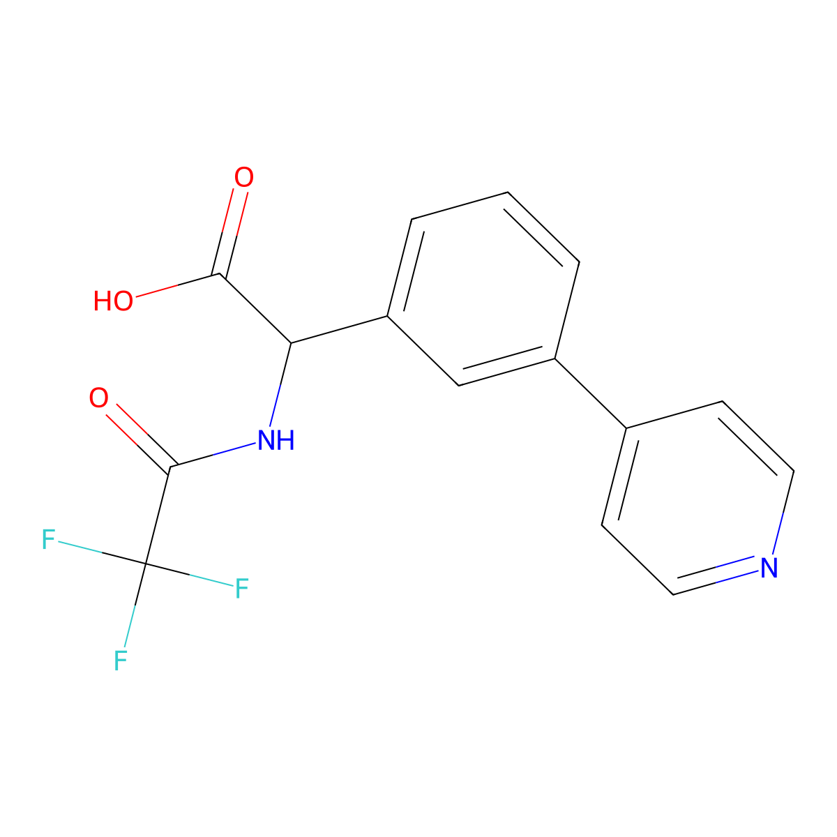 2-[3-(Pyridin-4-yl)phenyl]-2-(2,2,2-trifluoroacetamido)acetic acid molecular structure, CAS 2680585-43-5