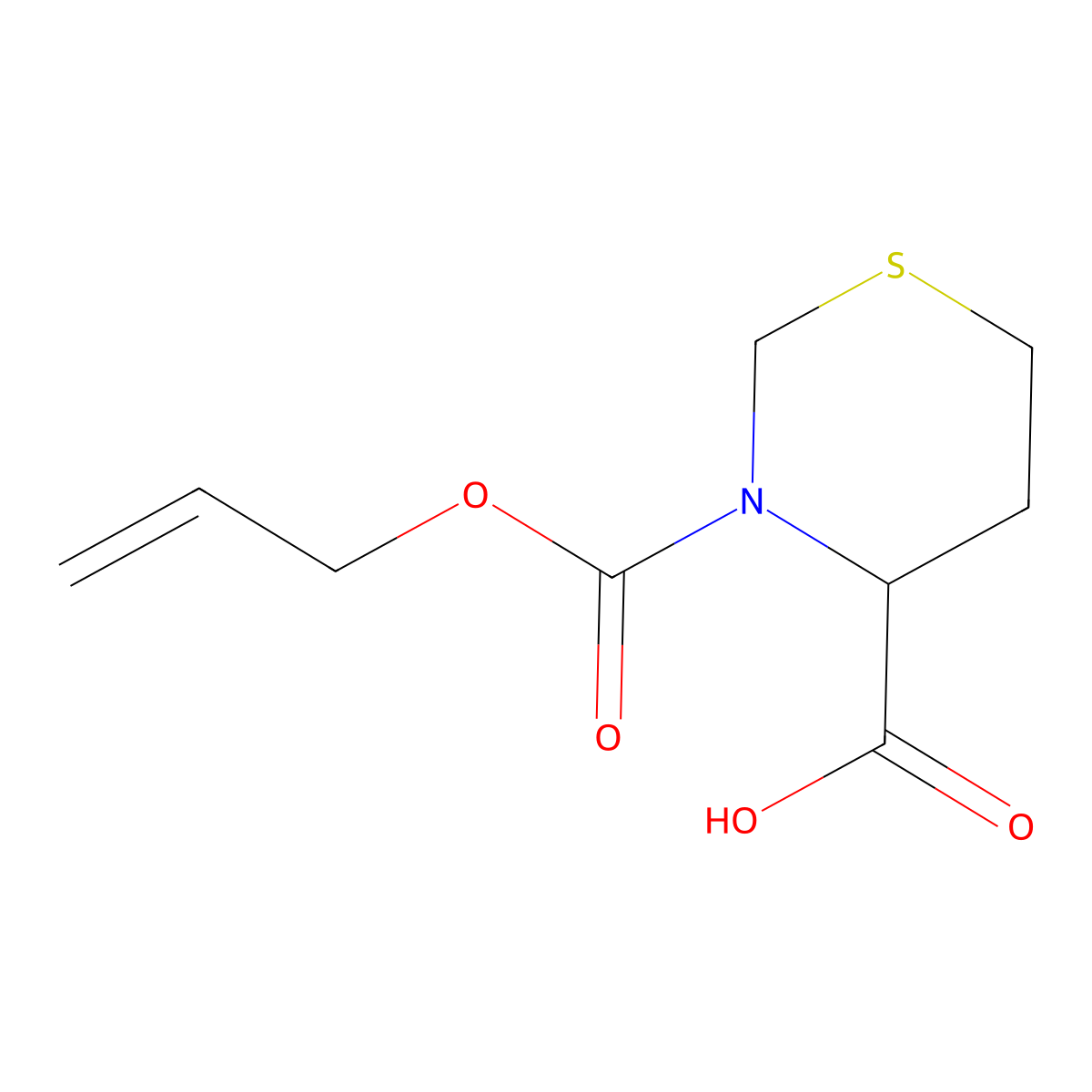 3-[(Prop-2-en-1-yloxy)carbonyl]-1,3-thiazinane-4-carboxylic acid molecular structure, CAS 2680585-47-9