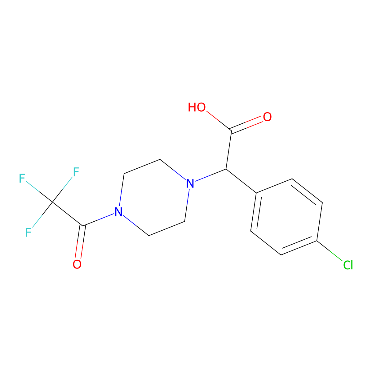 2-(4-Chlorophenyl)-2-[4-(2,2,2-trifluoroacetyl)piperazin-1-yl]acetic acid molecular structure, CAS 2680585-51-5