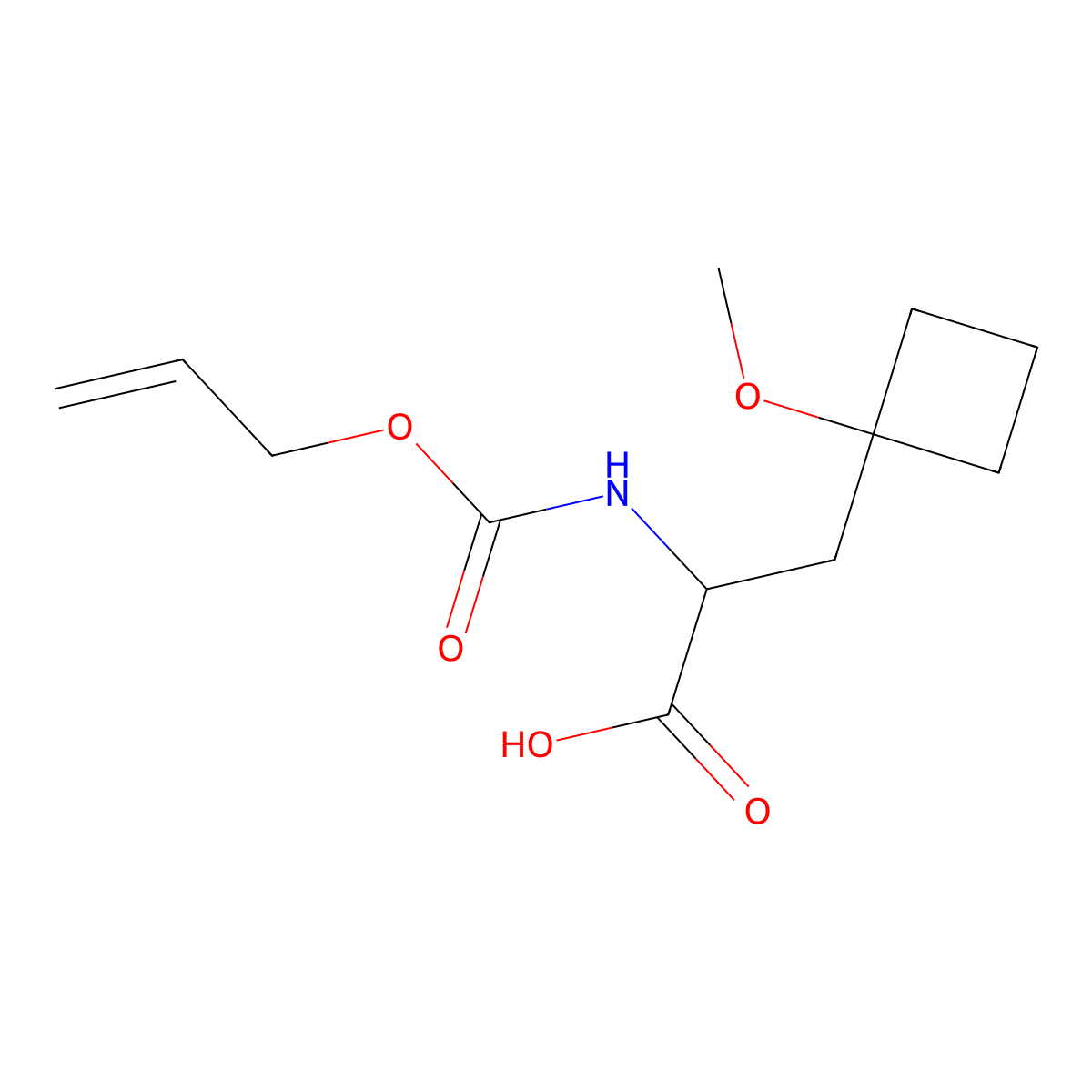3-(1-Methoxycyclobutyl)-2-{[(prop-2-en-1-yloxy)carbonyl]amino}propanoic acid molecular structure, CAS 2680585-68-4