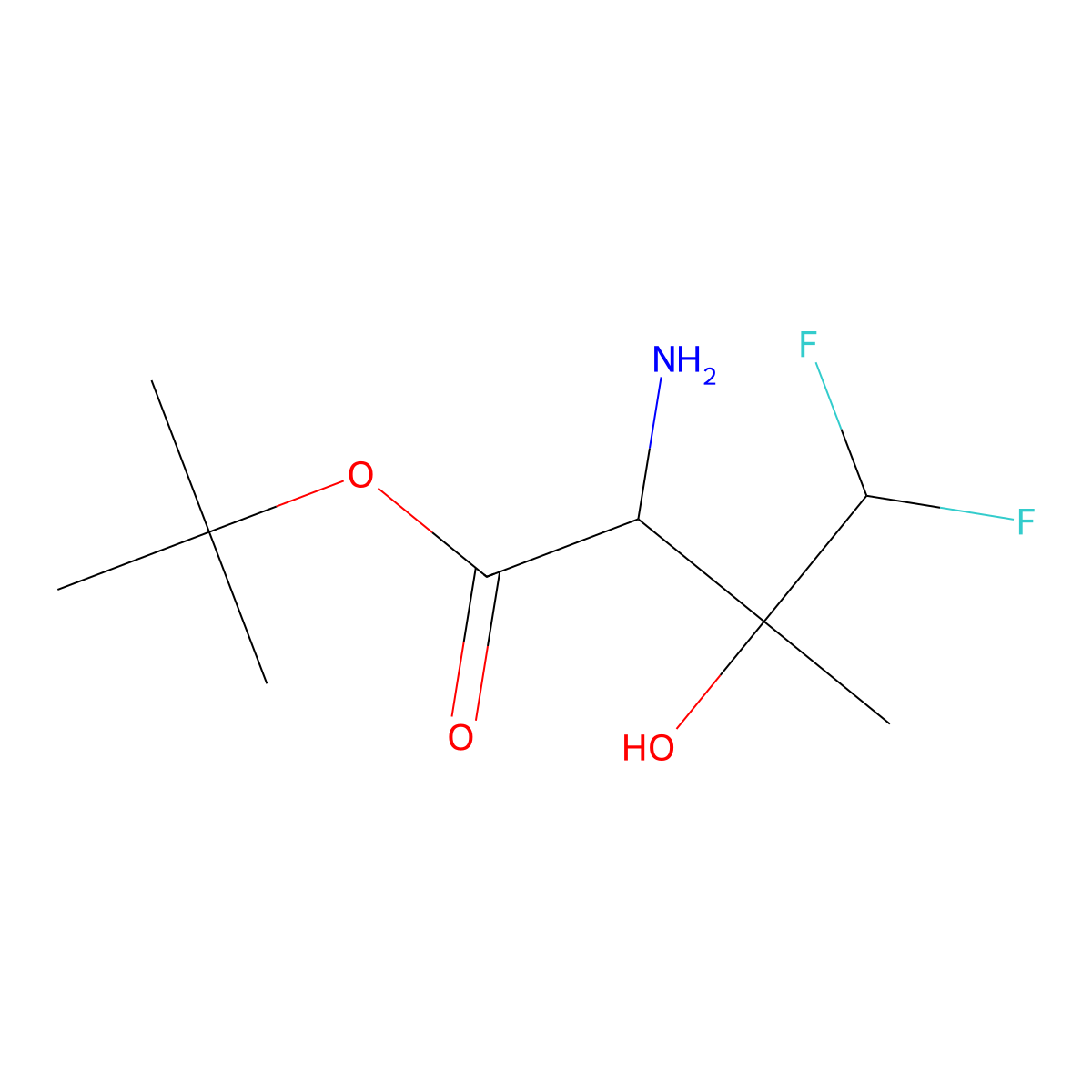 Tert-butyl 2-amino-4,4-difluoro-3-hydroxy-3-methylbutanoate molecular structure, CAS 2680585-69-5
