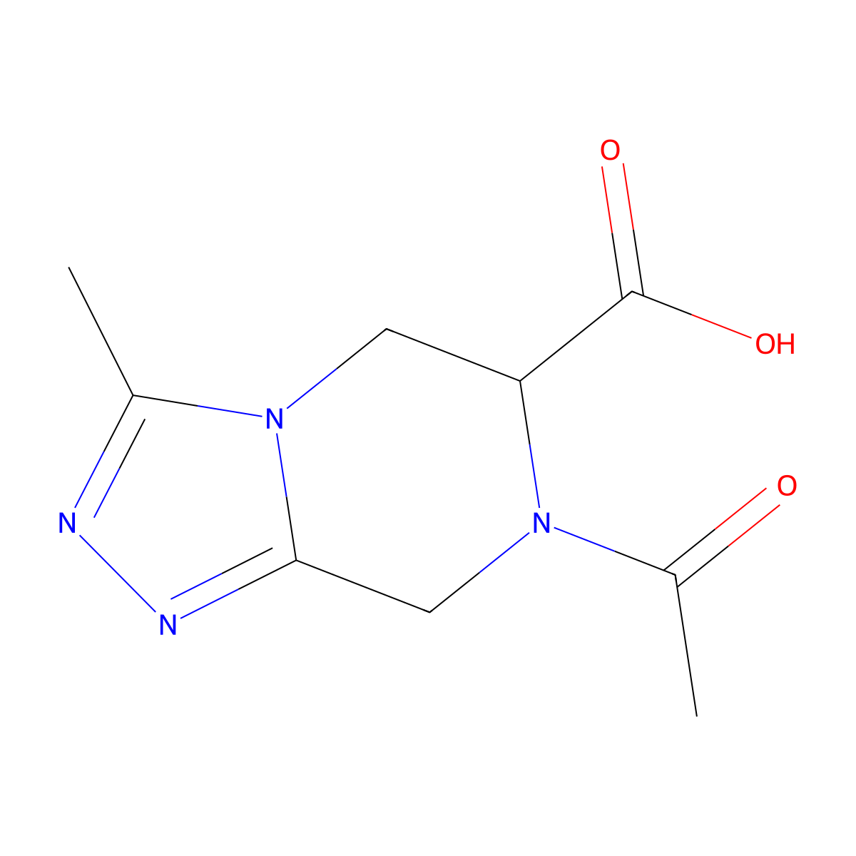 7-acetyl-3-methyl-5H,6H,7H,8H-[1,2,4]triazolo[4,3-a]pyrazine-6-carboxylic acid molecular structure, CAS 2680585-80-0