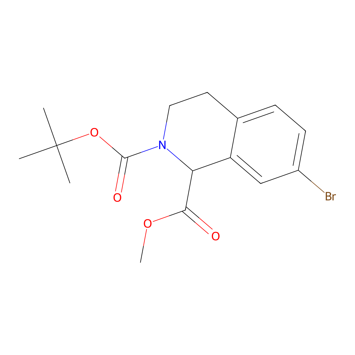 2-Tert-butyl 1-methyl 7-bromo-1,2,3,4-tetrahydroisoquinoline-1,2-dicarboxylate molecular structure, CAS 2680585-82-2