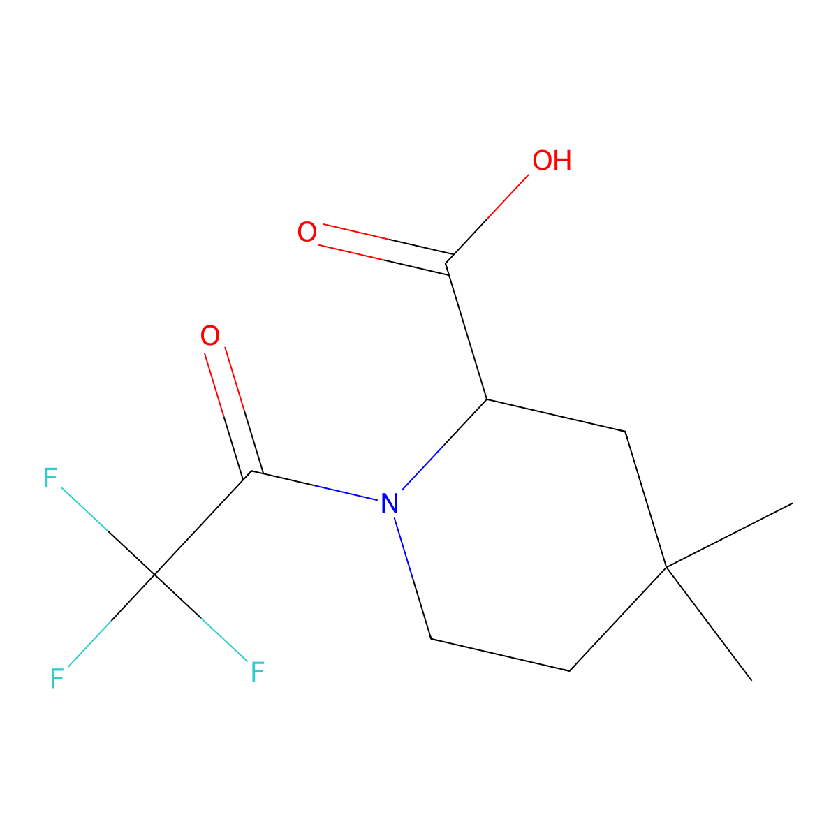 4,4-Dimethyl-1-(trifluoroacetyl)piperidine-2-carboxylic acid molecular structure, CAS 2680585-83-3
