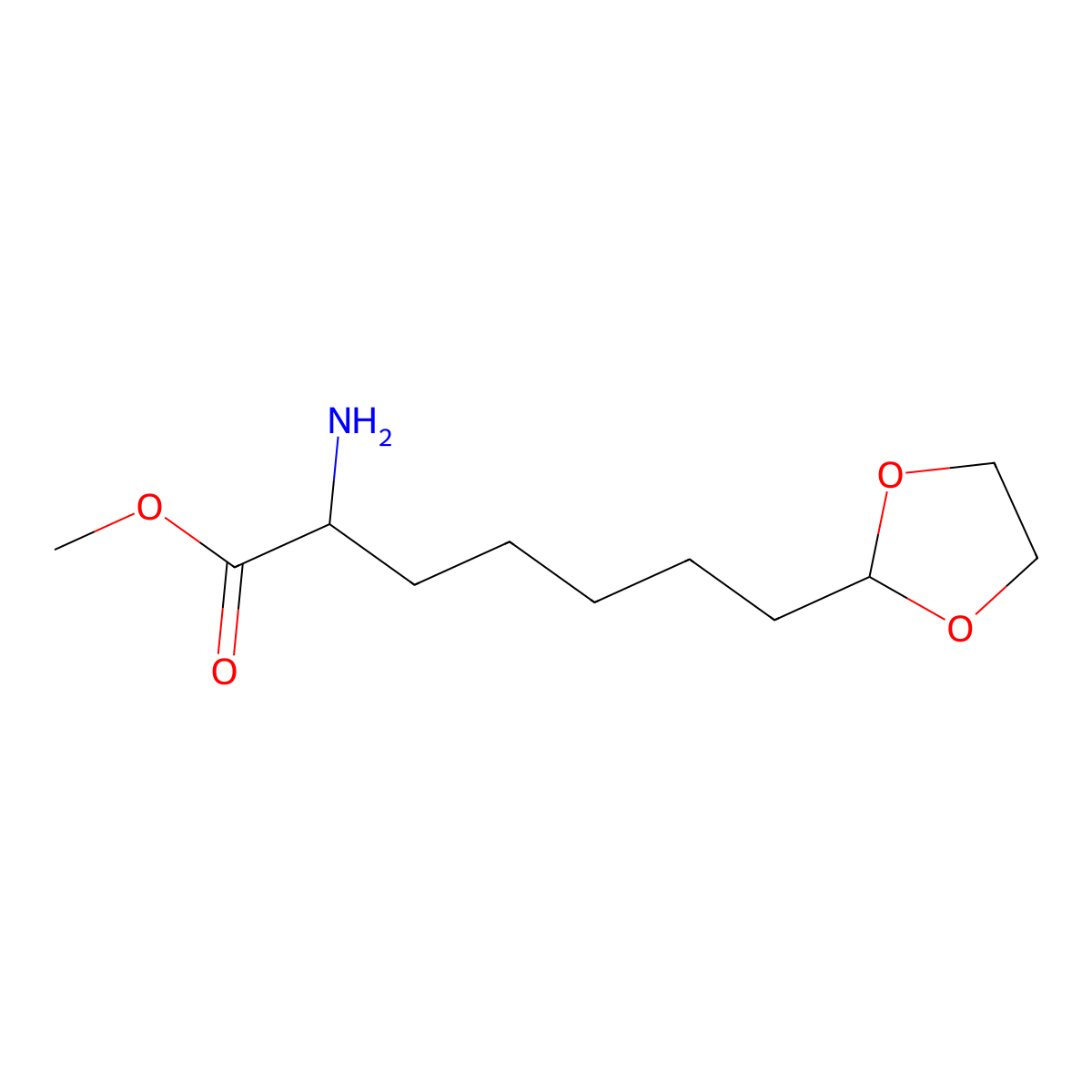 Methyl 2-amino-7-(1,3-dioxolan-2-yl)heptanoate molecular structure, CAS 2680585-96-8