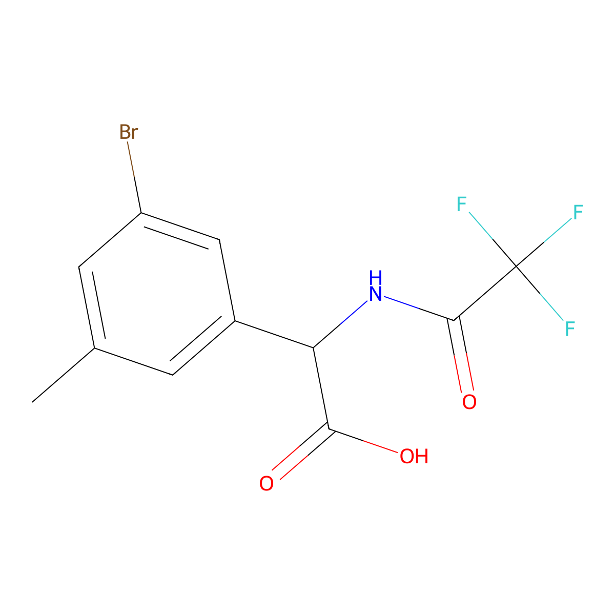 2-(3-Bromo-5-methylphenyl)-2-(2,2,2-trifluoroacetamido)acetic acid molecular structure, CAS 2680586-04-1
