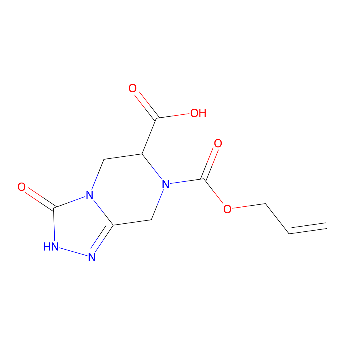 3-oxo-7-[(prop-2-en-1-yloxy)carbonyl]-2H,3H,5H,6H,7H,8H-[1,2,4]triazolo[4,3-a]pyrazine-6-carboxylic acid molecular structure, CAS 2680586-08-5