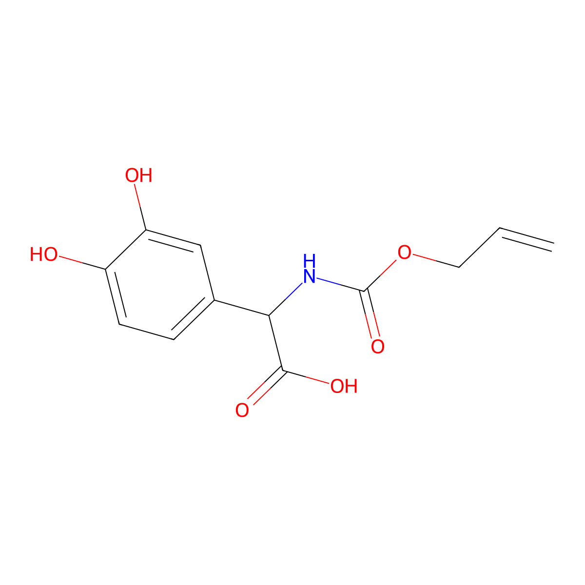 2-(3,4-Dihydroxyphenyl)-2-{[(prop-2-en-1-yloxy)carbonyl]amino}acetic acid molecular structure, CAS 2680586-09-6