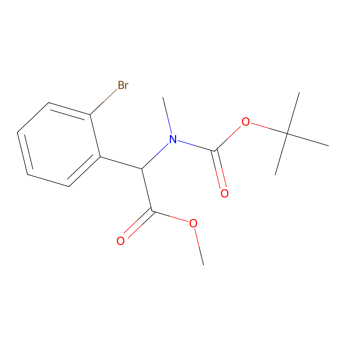 Methyl 2-(2-bromophenyl)-2-{[(tert-butoxy)carbonyl](methyl)amino}acetate molecular structure, CAS 2680586-10-9