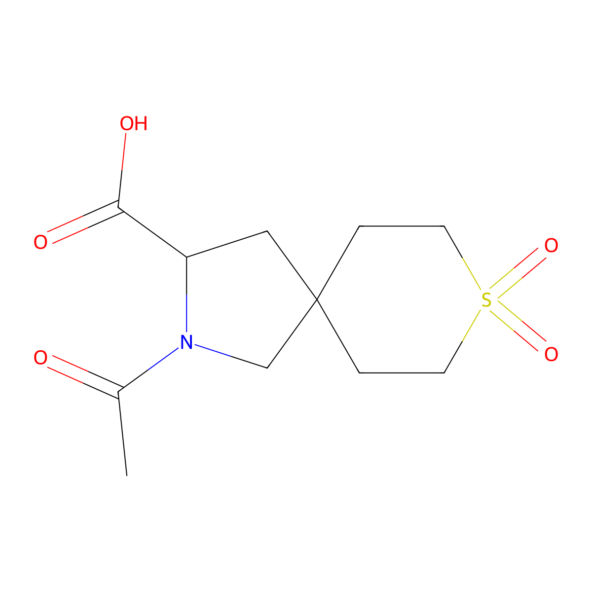 2-Acetyl-8,8-dioxo-8lambda6-thia-2-azaspiro[4.5]decane-3-carboxylic acid molecular structure, CAS 2680586-12-1