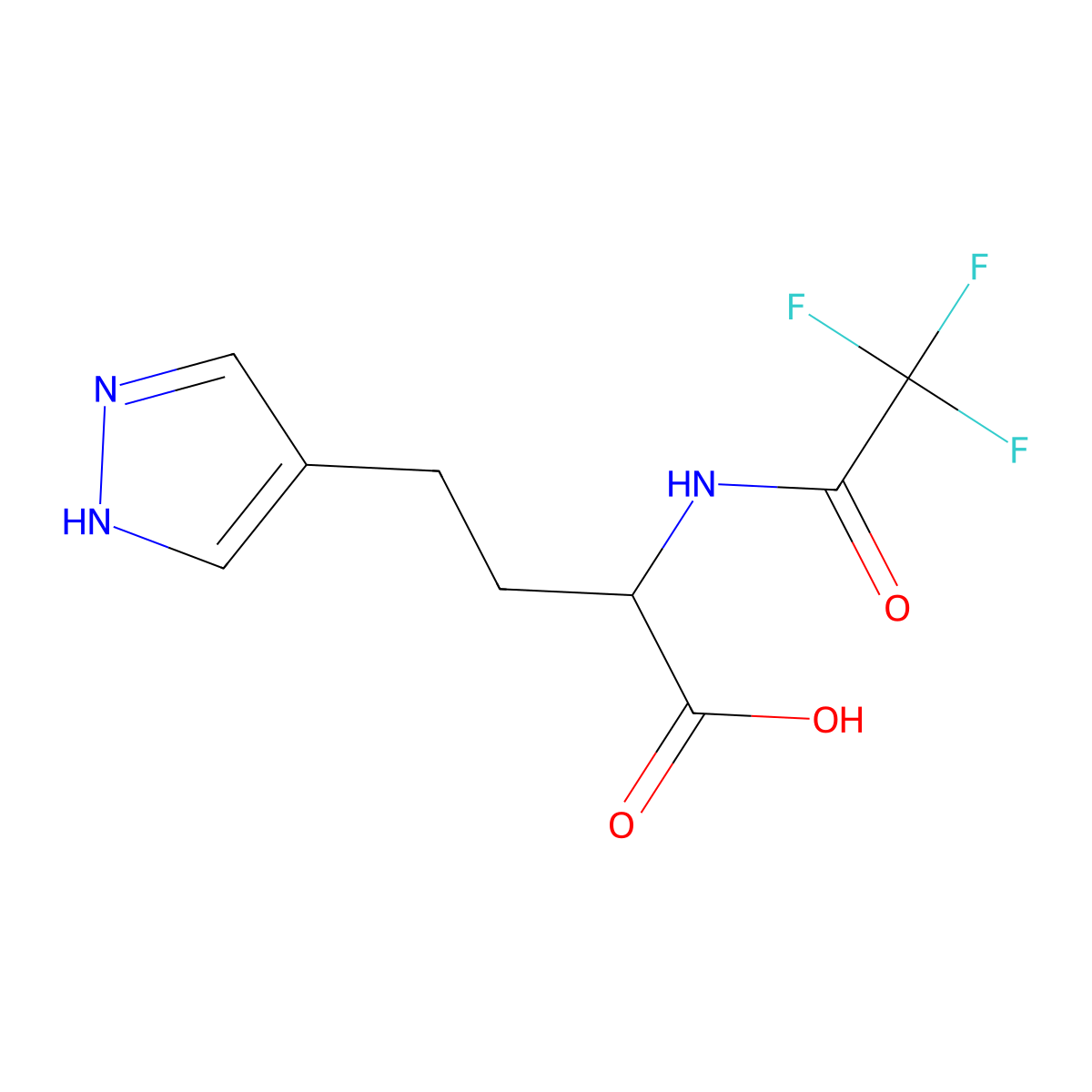 4-(1H-pyrazol-4-yl)-2-(2,2,2-trifluoroacetamido)butanoic acid molecular structure, CAS 2680586-21-2