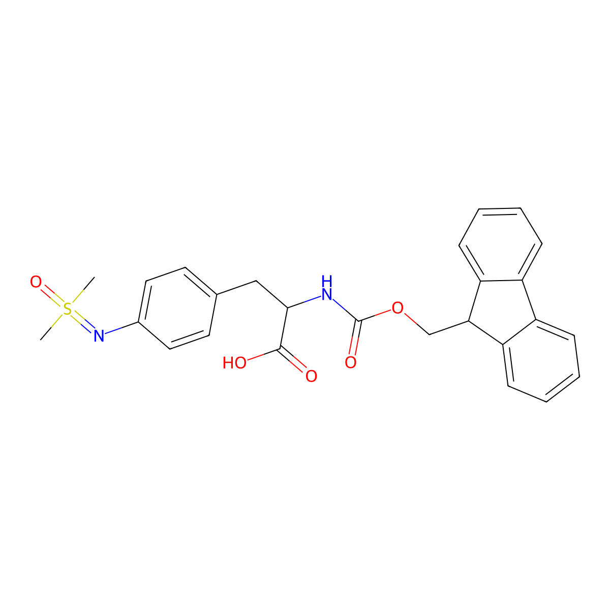 3-(4-{[dimethyl(oxo)-lambda6-sulfanylidene]amino}phenyl)-2-({[(9H-fluoren-9-yl)methoxy]carbonyl}amino)propanoic acid molecular structure, CAS 2680586-24-5