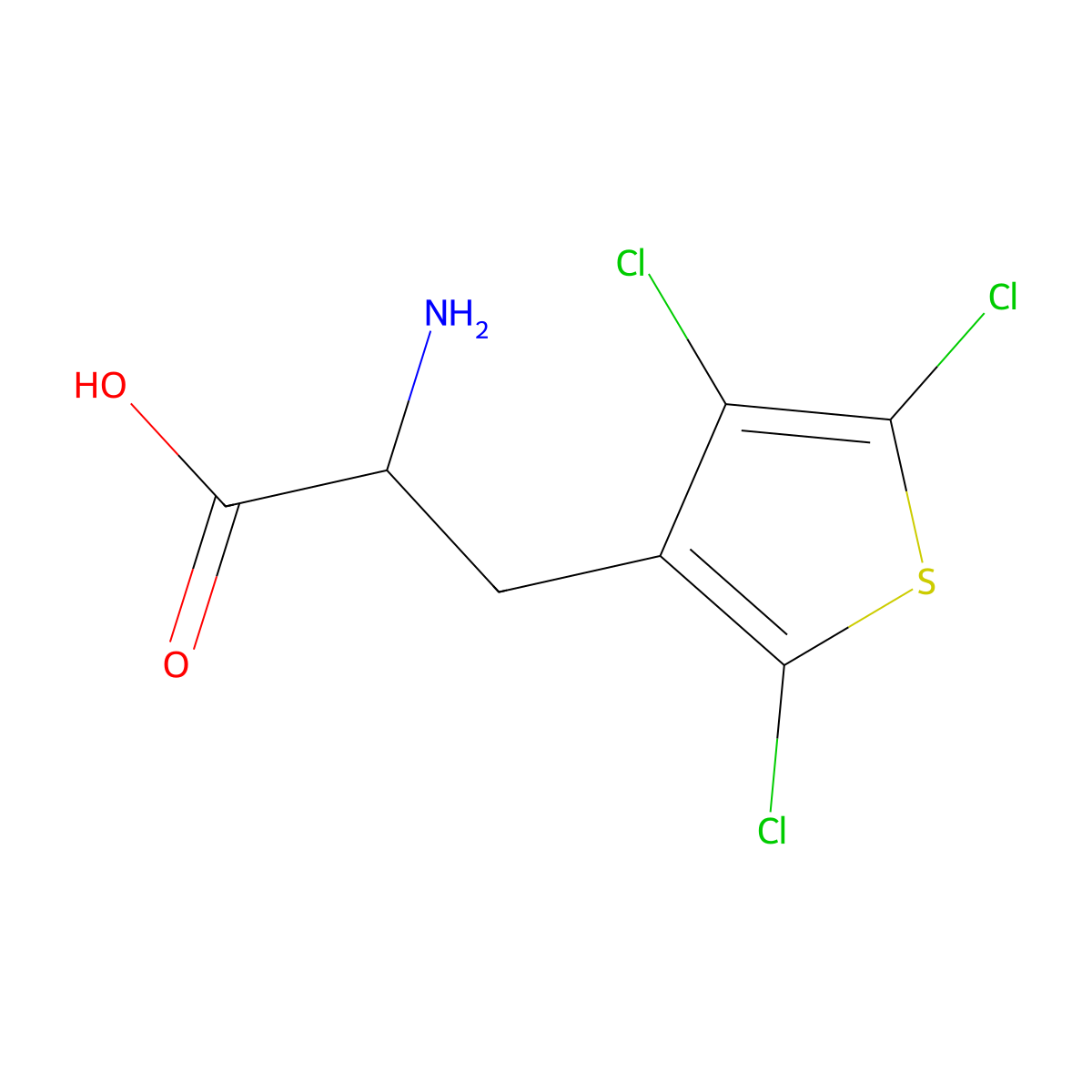 2-Amino-3-(2,4,5-trichlorothiophen-3-yl)propanoic acid molecular structure, CAS 2680586-25-6