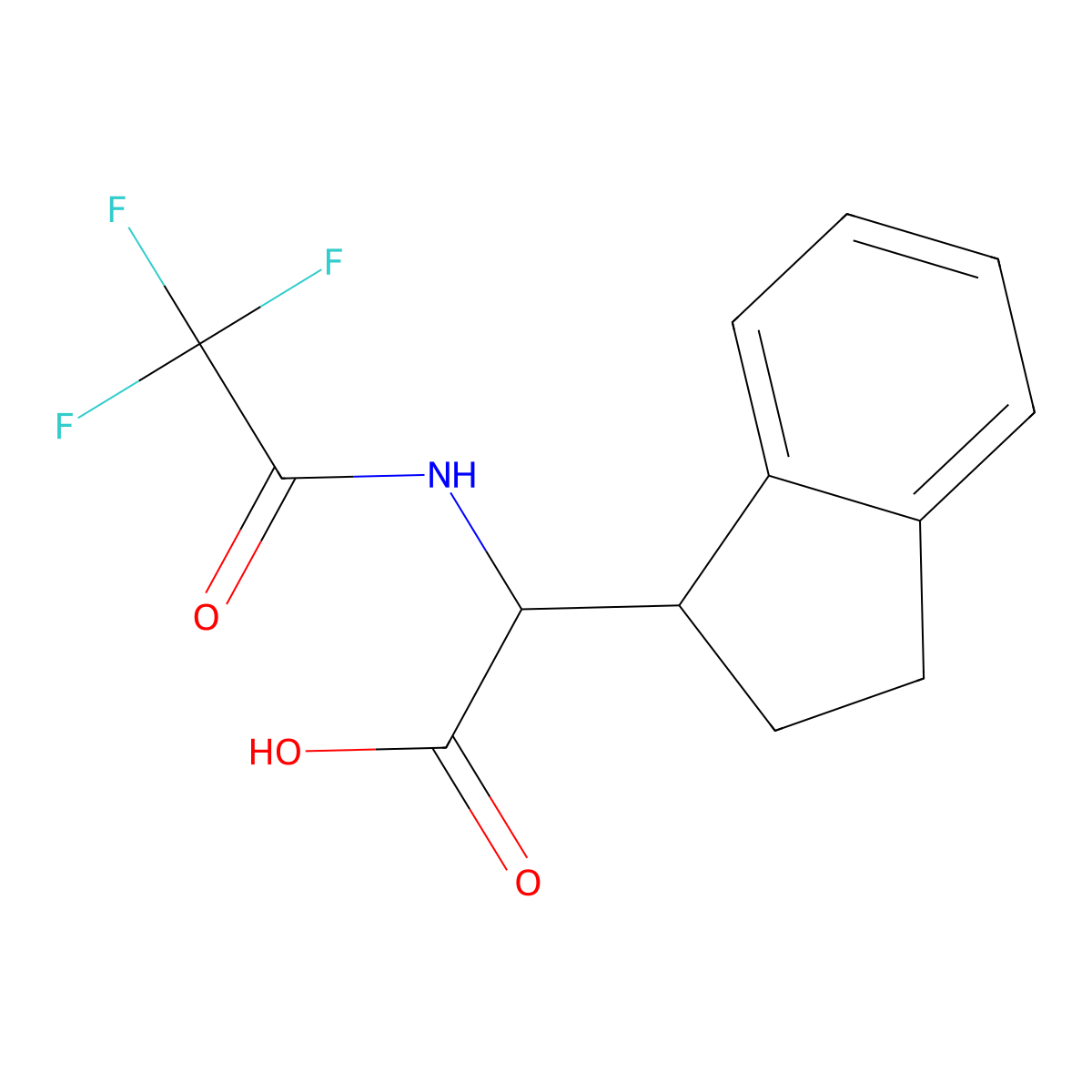 2-(2,3-dihydro-1H-inden-1-yl)-2-(2,2,2-trifluoroacetamido)acetic acid molecular structure, CAS 2680586-32-5