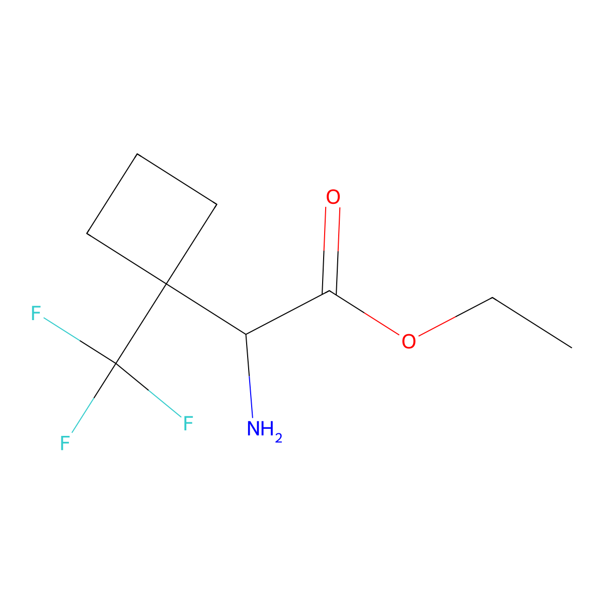 Ethyl 2-amino-2-[1-(trifluoromethyl)cyclobutyl]acetate molecular structure, CAS 2680586-37-0