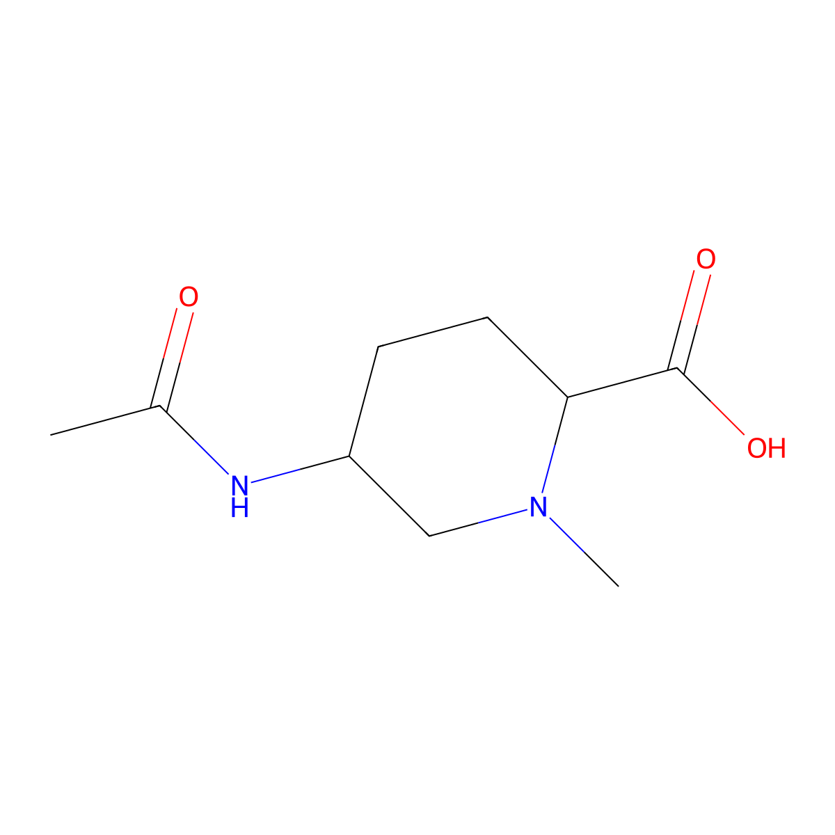5-Acetamido-1-methylpiperidine-2-carboxylic acid molecular structure, CAS 2680586-49-4