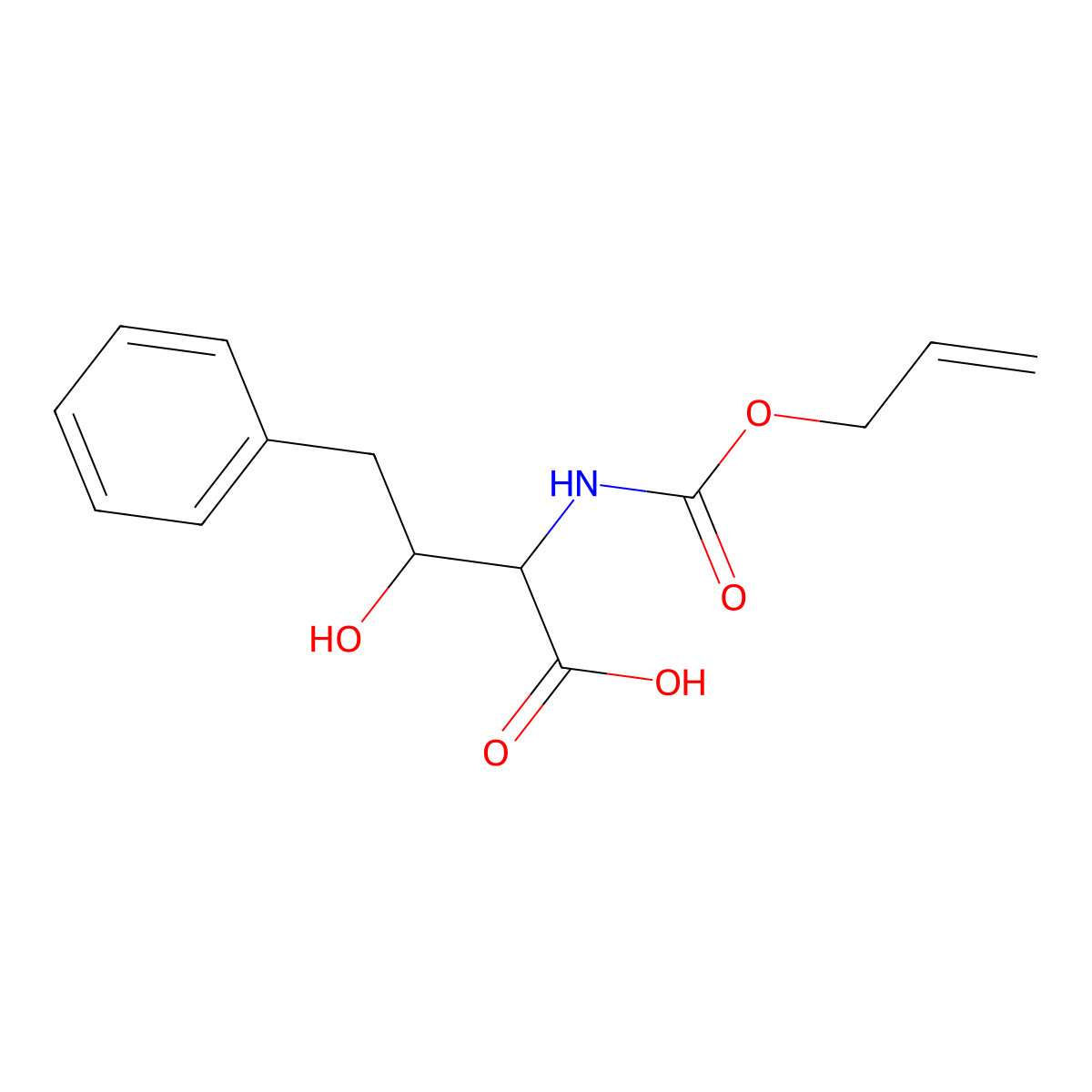 3-Hydroxy-4-phenyl-2-{[(prop-2-en-1-yloxy)carbonyl]amino}butanoic acid molecular structure, CAS 2680586-52-9
