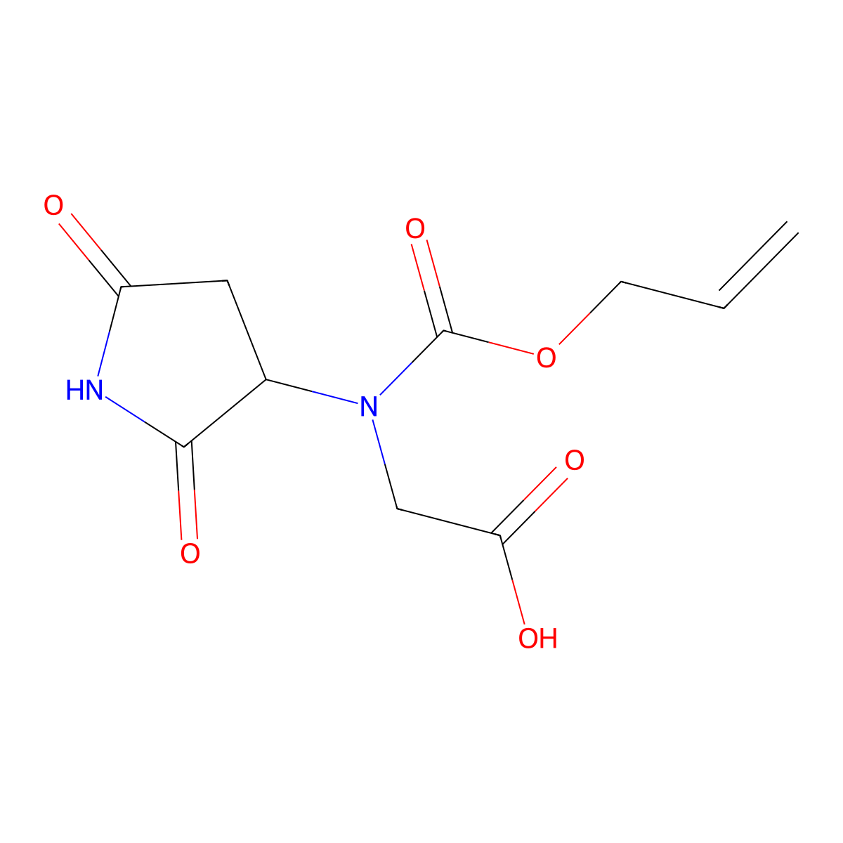 2-[(2,5-Dioxopyrrolidin-3-yl)[(prop-2-en-1-yloxy)carbonyl]amino]acetic acid molecular structure, CAS 2680586-57-4
