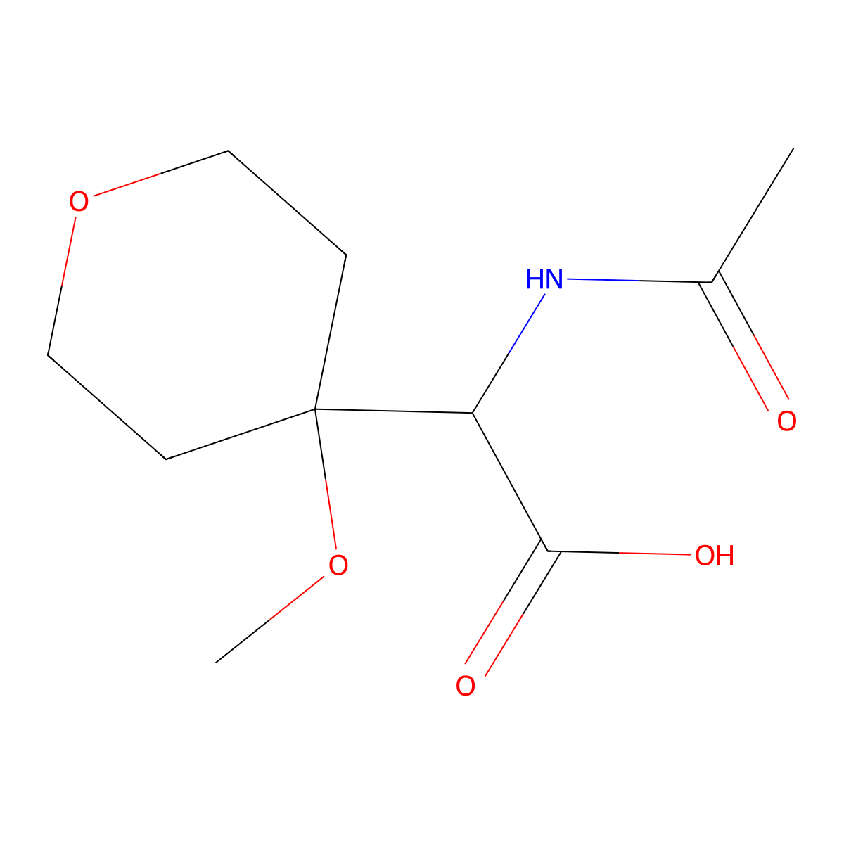 2-Acetamido-2-(4-methoxyoxan-4-yl)acetic acid molecular structure, CAS 2680586-59-6