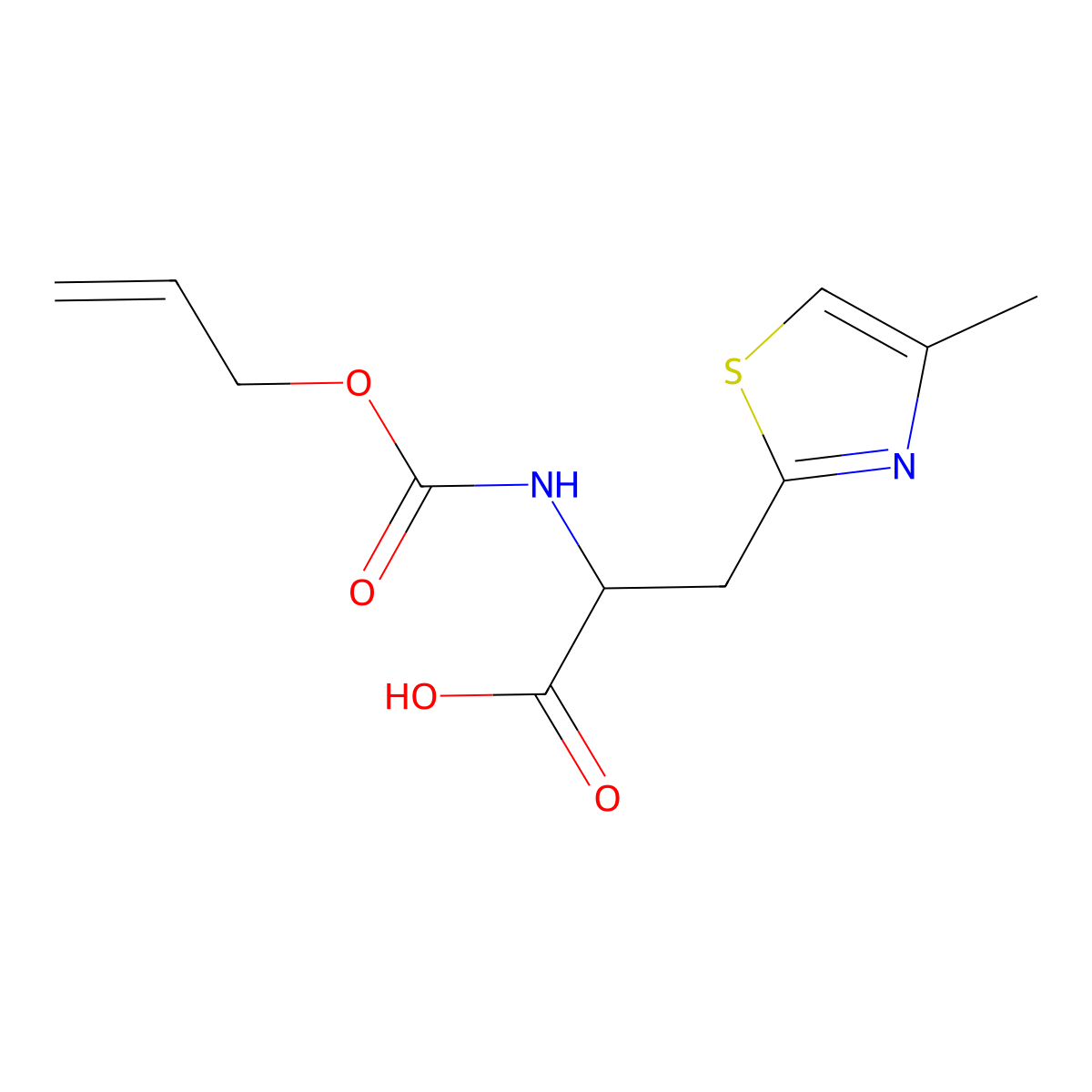 3-(4-Methyl-1,3-thiazol-2-yl)-2-{[(prop-2-en-1-yloxy)carbonyl]amino}propanoic acid molecular structure, CAS 2680586-61-0