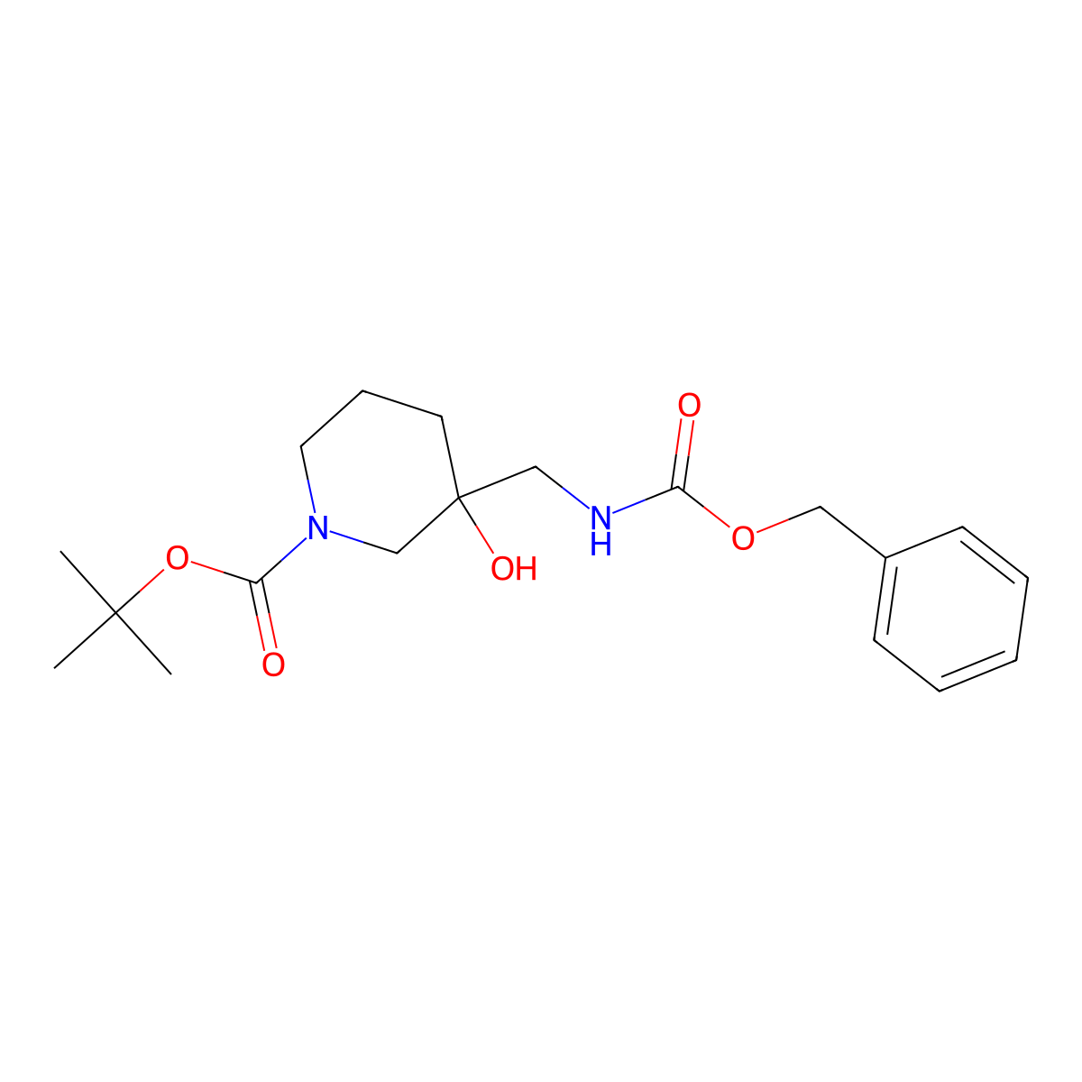 Tert-butyl 3-({[(benzyloxy)carbonyl]amino}methyl)-3-hydroxypiperidine-1-carboxylate molecular structure, CAS 2680586-68-7