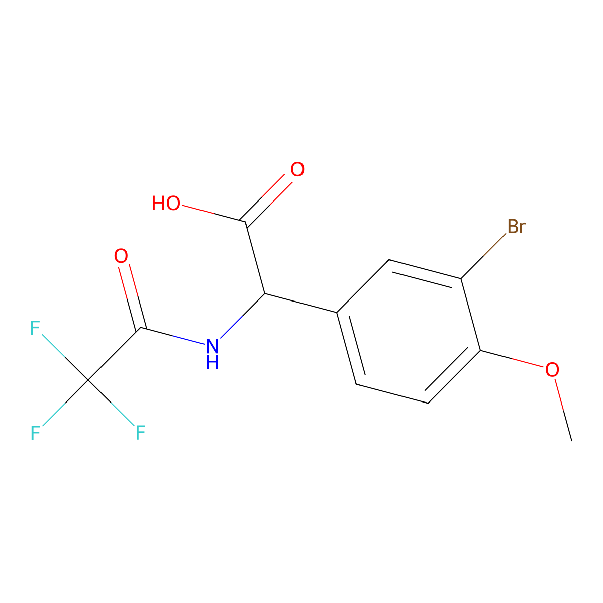 2-(3-Bromo-4-methoxyphenyl)-2-(2,2,2-trifluoroacetamido)acetic acid molecular structure, CAS 2680586-72-3
