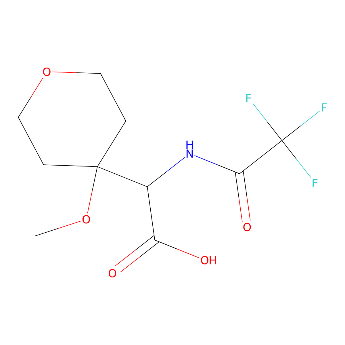 2-(4-Methoxyoxan-4-yl)-2-(2,2,2-trifluoroacetamido)acetic acid molecular structure, CAS 2680586-73-4
