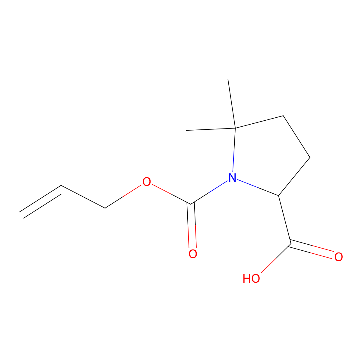 5,5-Dimethyl-1-[(prop-2-en-1-yloxy)carbonyl]pyrrolidine-2-carboxylic acid molecular structure, CAS 2680586-74-5