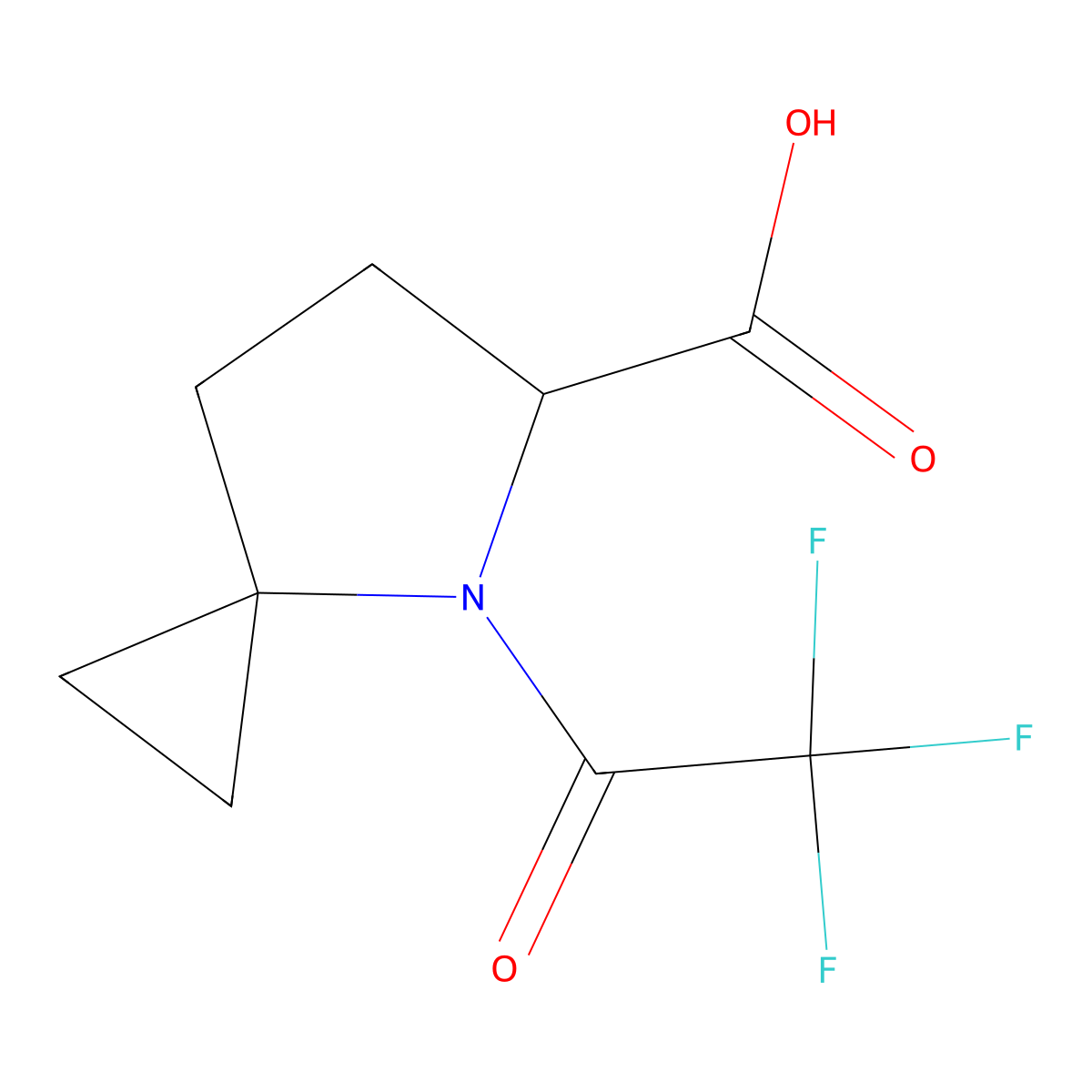 4-(2,2,2-Trifluoroacetyl)-4-azaspiro[2.4]heptane-5-carboxylic acid molecular structure, CAS 2680586-83-6