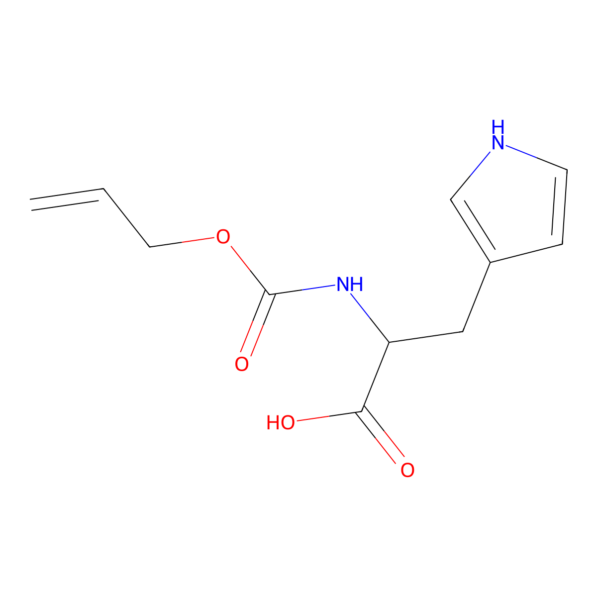 2-{[(prop-2-en-1-yloxy)carbonyl]amino}-3-(1H-pyrrol-3-yl)propanoic acid molecular structure, CAS 2680586-87-0