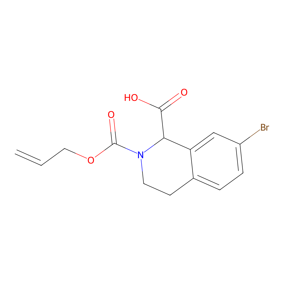7-Bromo-2-[(prop-2-en-1-yloxy)carbonyl]-1,2,3,4-tetrahydroisoquinoline-1-carboxylic acid molecular structure, CAS 2680586-88-1