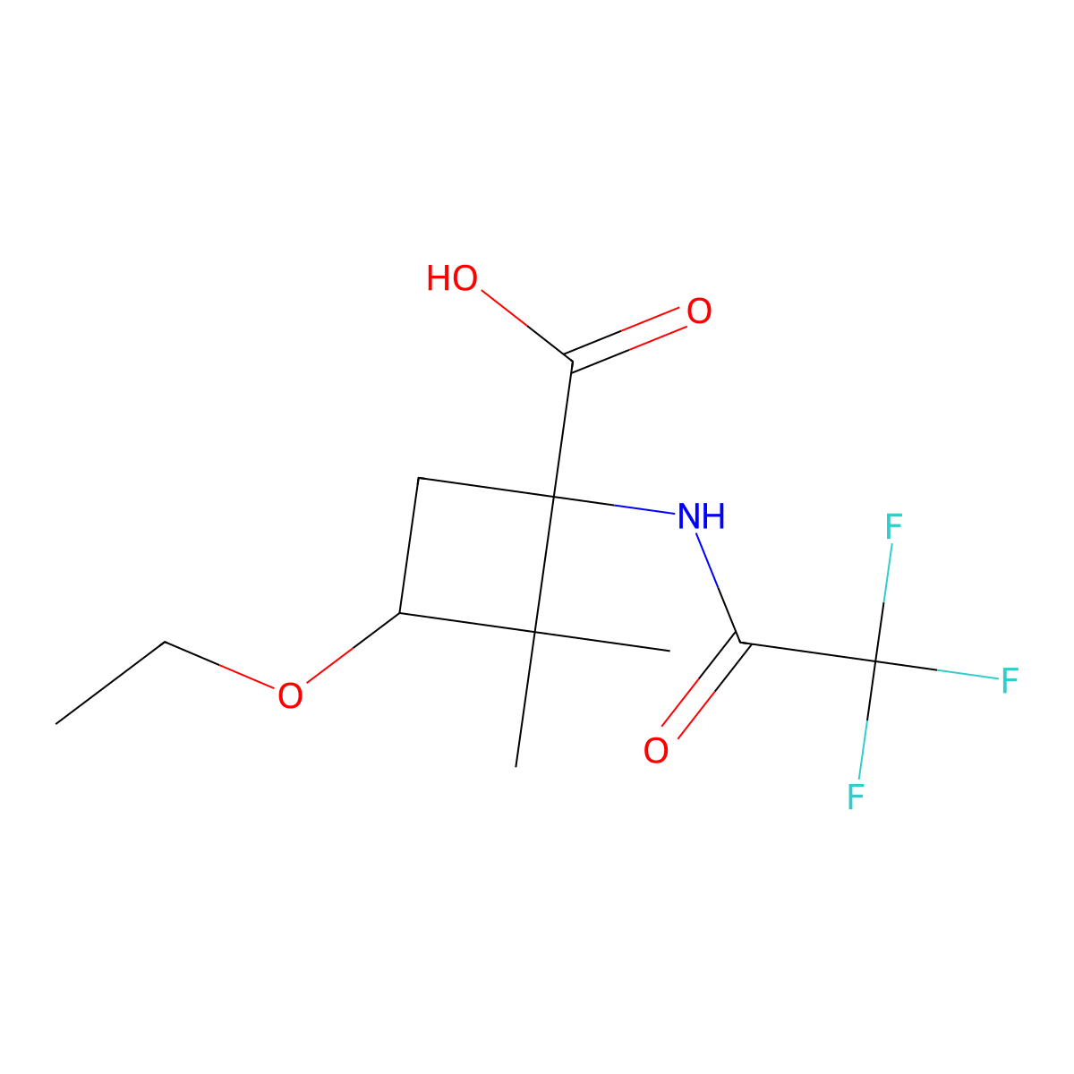 3-Ethoxy-2,2-dimethyl-1-(2,2,2-trifluoroacetamido)cyclobutane-1-carboxylic acid molecular structure, CAS 2680586-89-2
