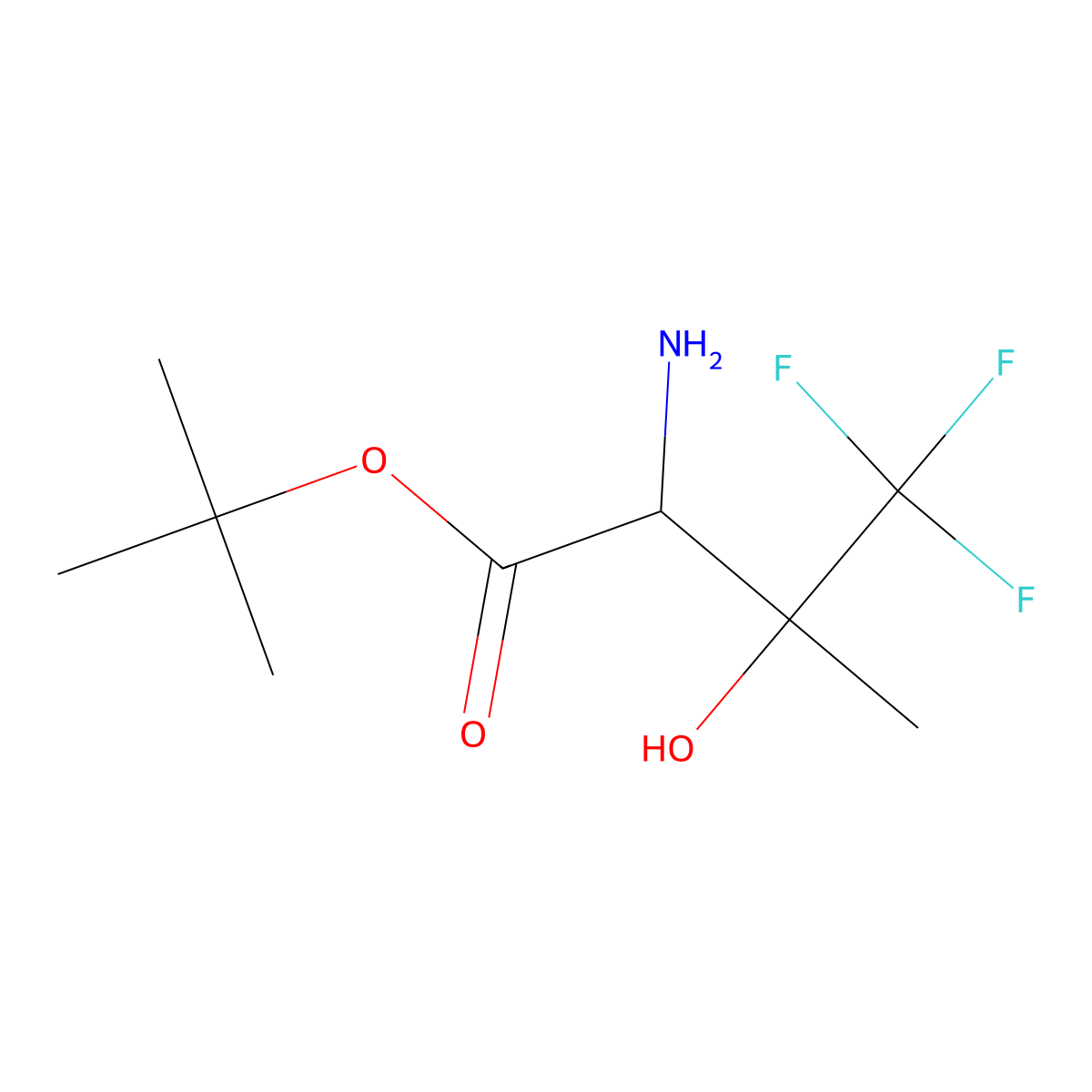Tert-butyl 2-amino-4,4,4-trifluoro-3-hydroxy-3-methylbutanoate molecular structure, CAS 2680586-93-8