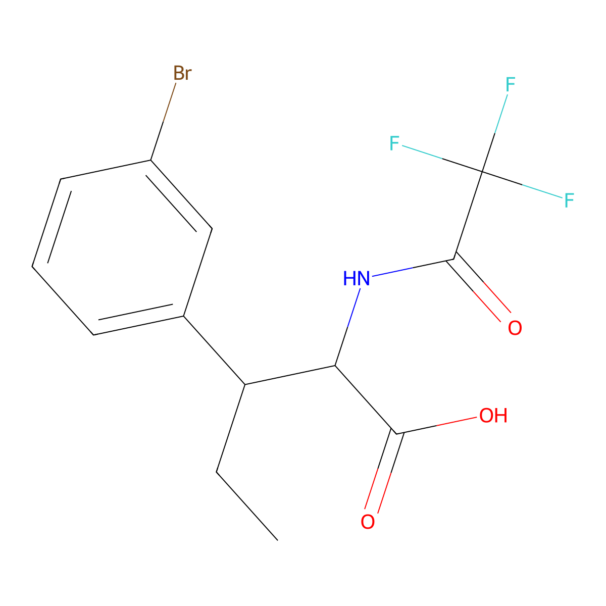 3-(3-Bromophenyl)-2-(2,2,2-trifluoroacetamido)pentanoic acid molecular structure, CAS 2680586-94-9