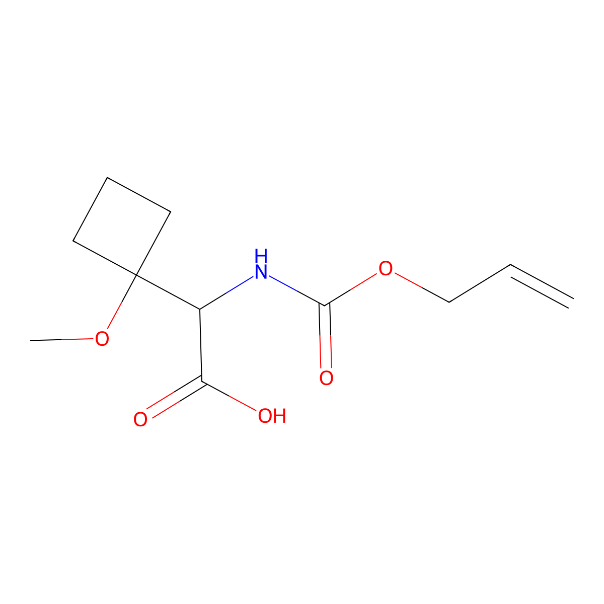 2-(1-Methoxycyclobutyl)-2-{[(prop-2-en-1-yloxy)carbonyl]amino}acetic acid molecular structure, CAS 2680586-96-1