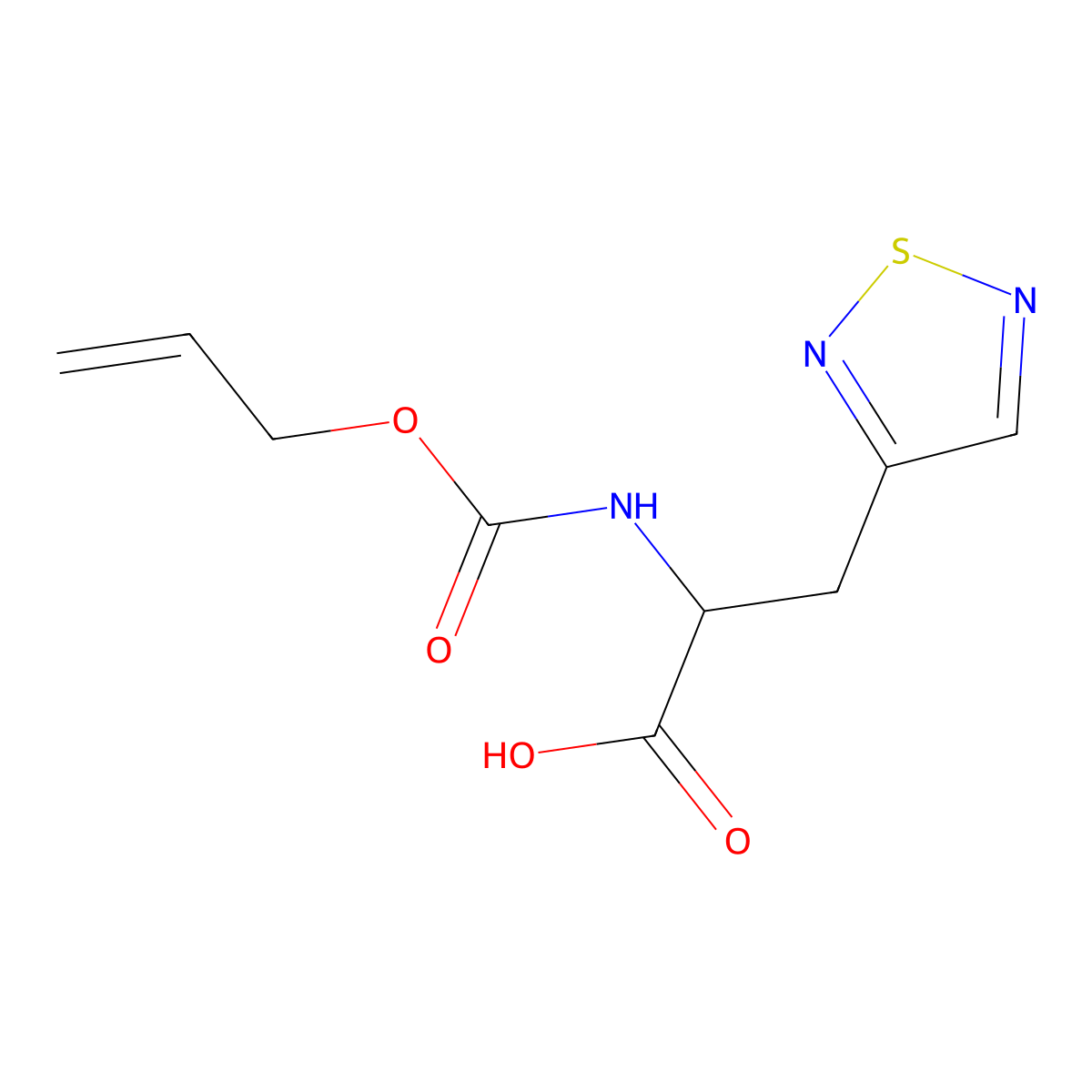 2-{[(Prop-2-en-1-yloxy)carbonyl]amino}-3-(1,2,5-thiadiazol-3-yl)propanoic acid molecular structure, CAS 2680587-13-5