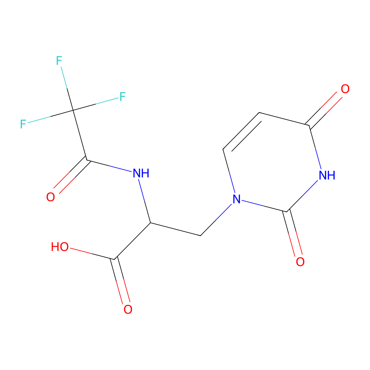 3-(2,4-Dioxo-1,2,3,4-tetrahydropyrimidin-1-yl)-2-(2,2,2-trifluoroacetamido)propanoic acid molecular structure, CAS 2680587-15-7