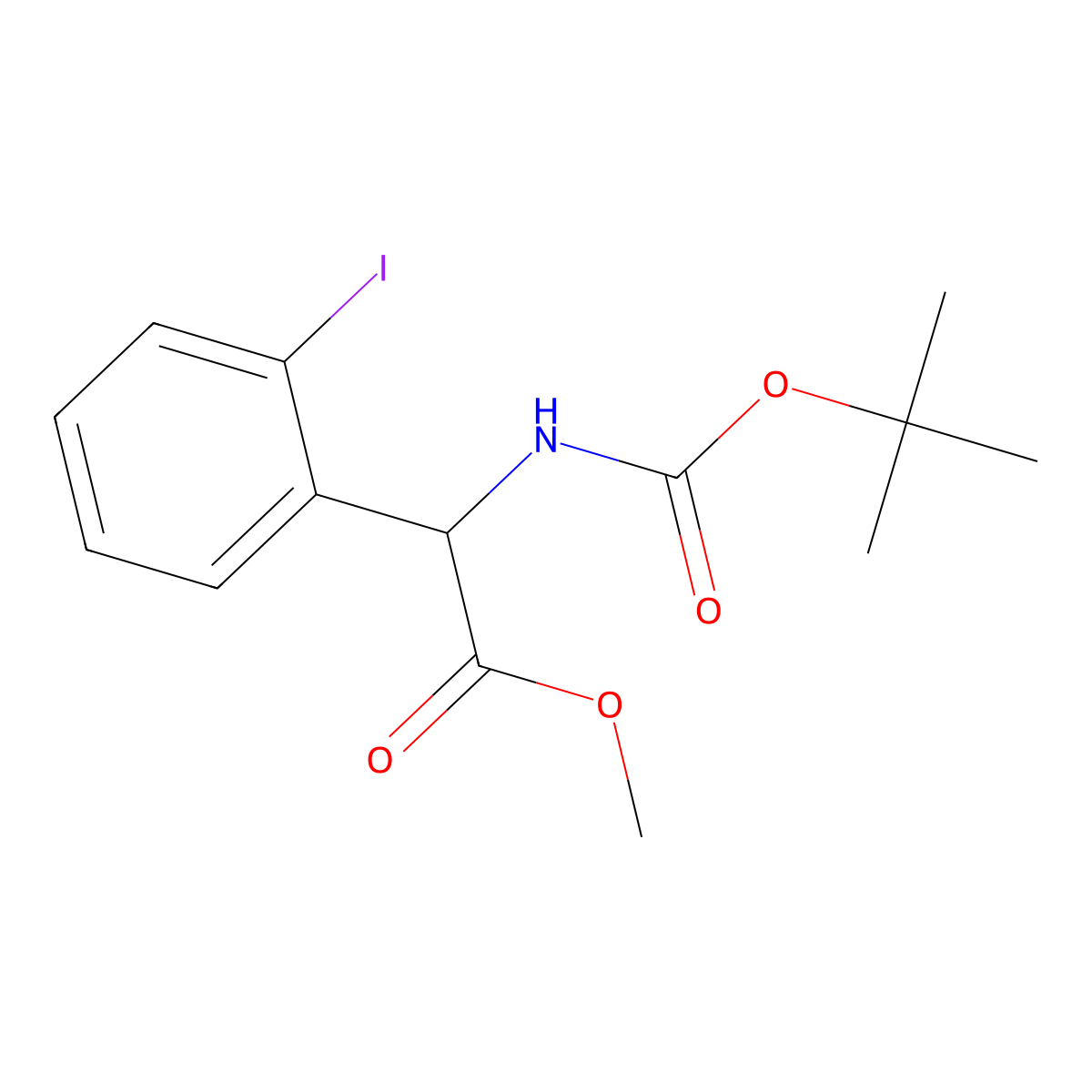 Methyl 2-{[(tert-butoxy)carbonyl]amino}-2-(2-iodophenyl)acetate molecular structure, CAS 2680587-16-8