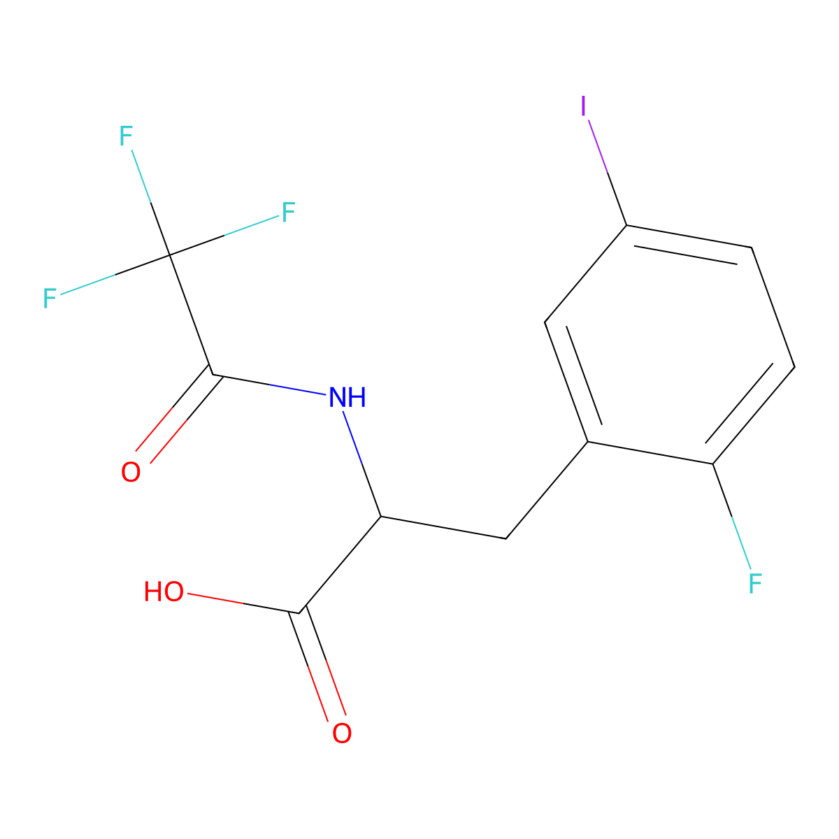 3-(2-Fluoro-5-iodophenyl)-2-(2,2,2-trifluoroacetamido)propanoic acid molecular structure, CAS 2680587-17-9