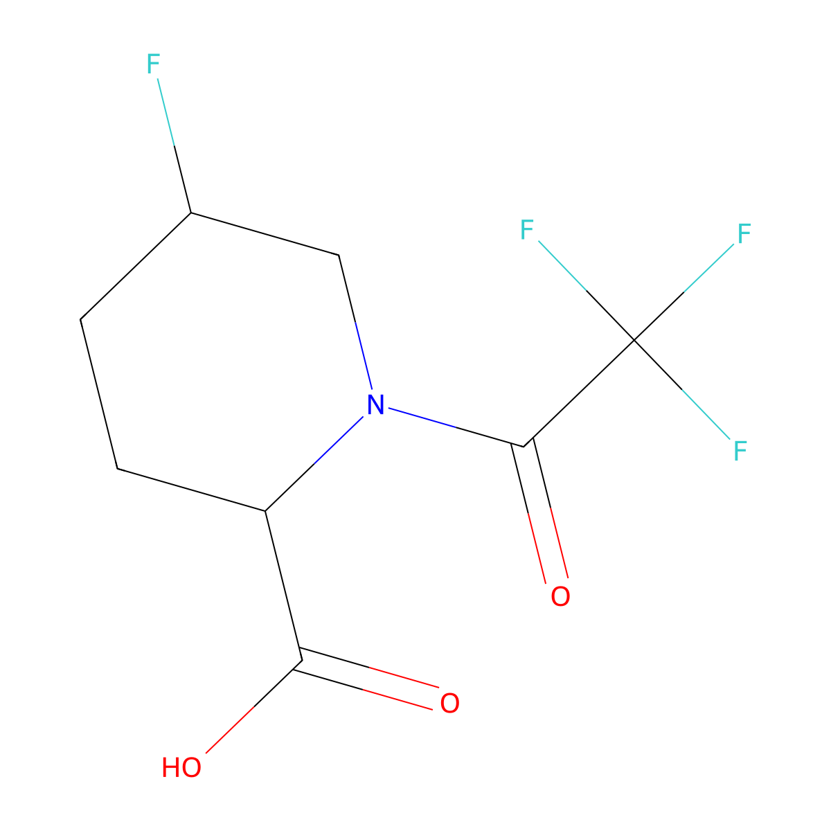 5-Fluoro-1-(2,2,2-trifluoroacetyl)piperidine-2-carboxylic acid molecular structure, CAS 2680587-32-8
