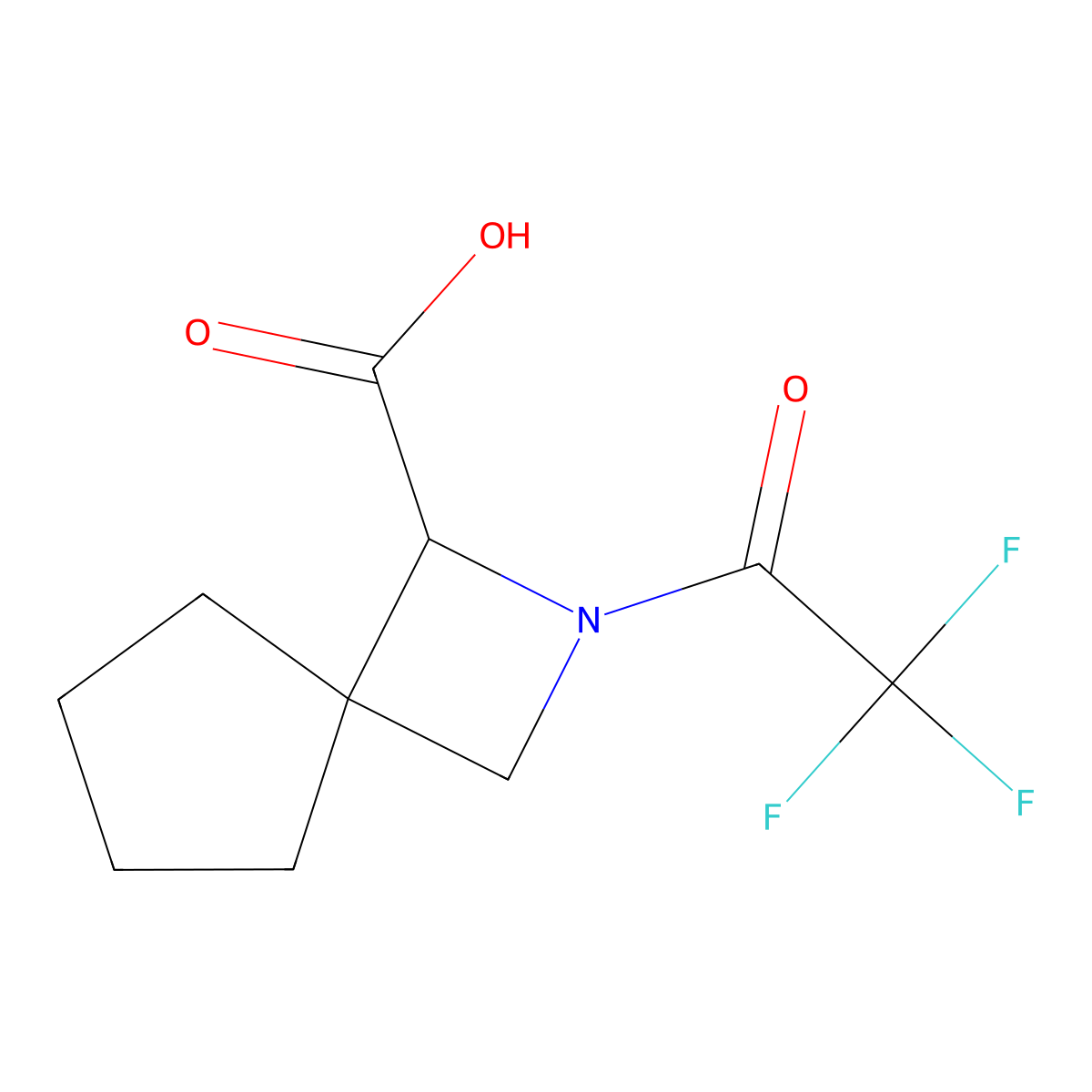 2-(2,2,2-Trifluoroacetyl)-2-azaspiro[3.4]octane-1-carboxylic acid molecular structure, CAS 2680587-34-0
