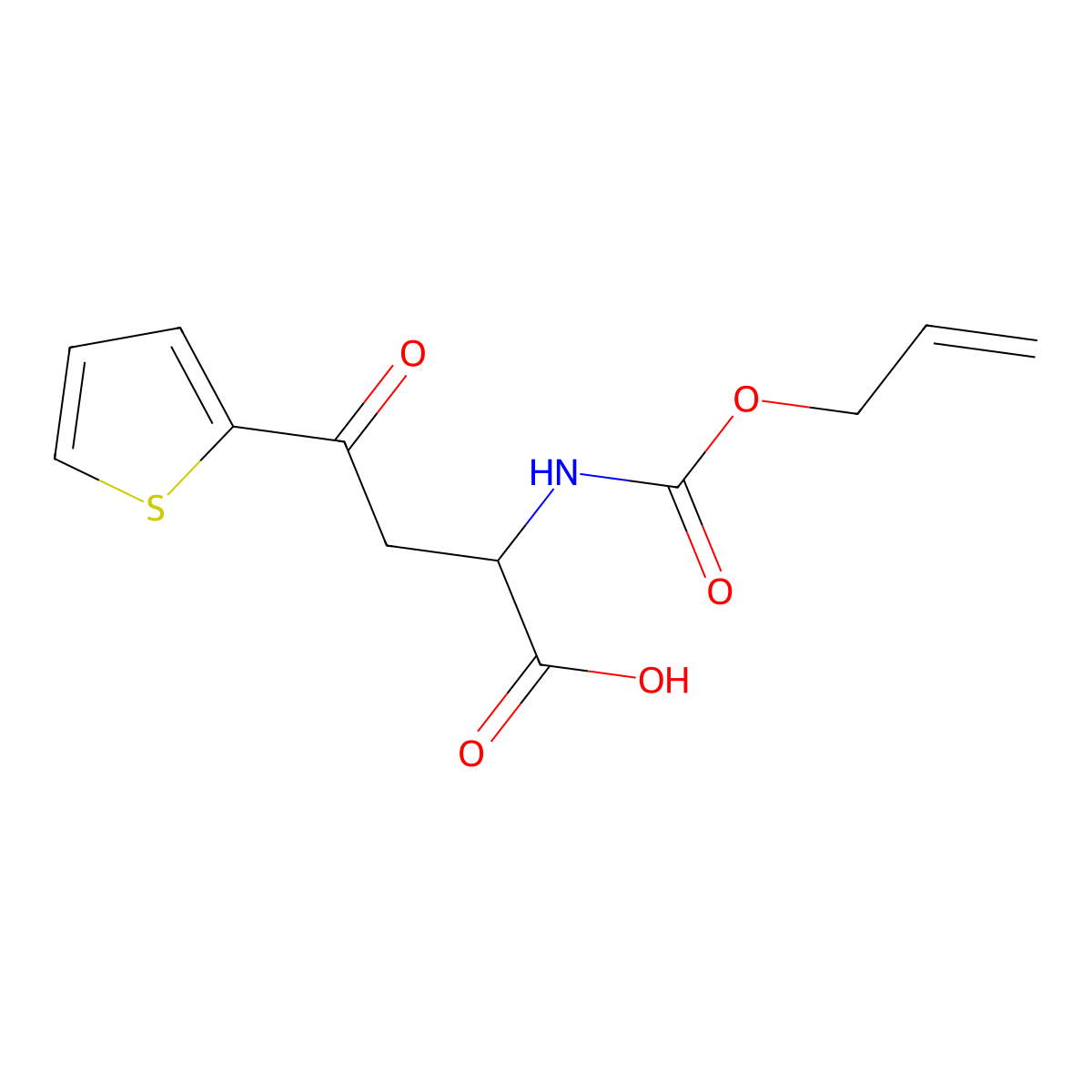 4-Oxo-2-{[(prop-2-en-1-yloxy)carbonyl]amino}-4-(thiophen-2-yl)butanoic acid molecular structure, CAS 2680587-42-0