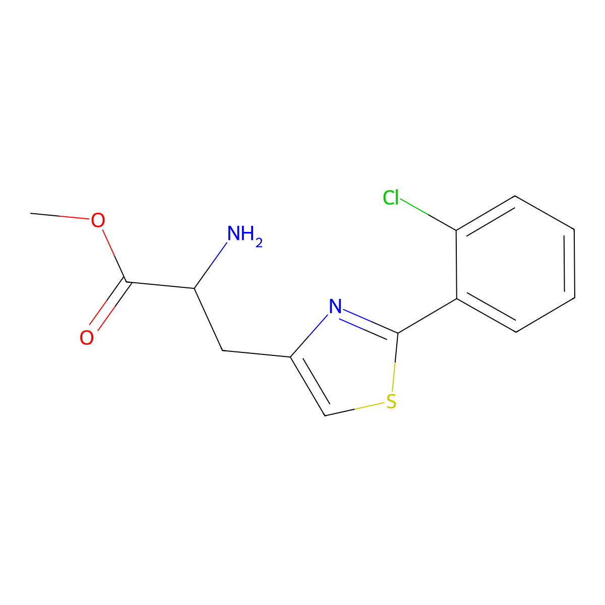 Methyl 2-amino-3-[2-(2-chlorophenyl)-1,3-thiazol-4-yl]propanoate molecular structure, CAS 2680587-45-3